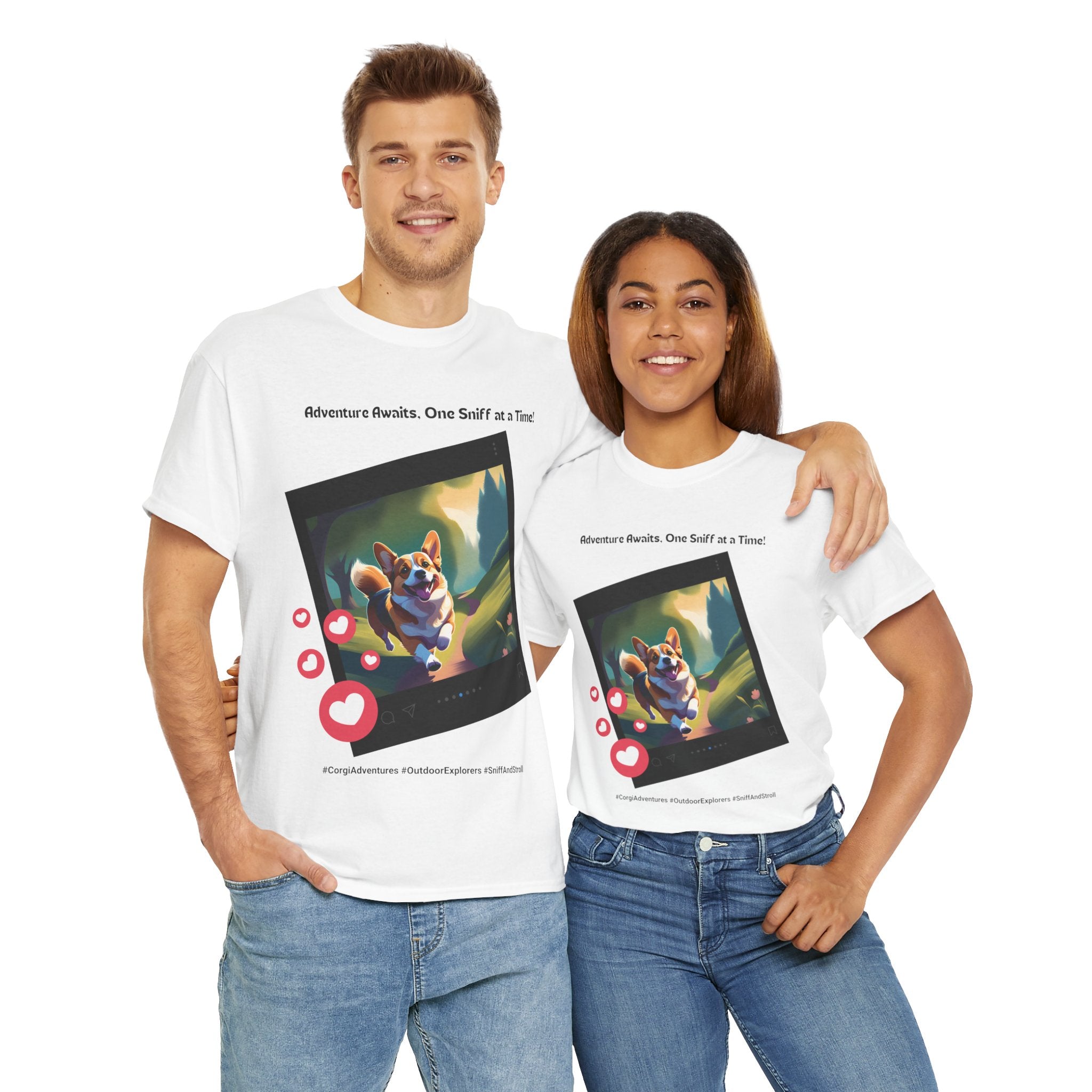 Unisex - Adventure Awaits, One Sniff at a Time: Corgi Explorer T-Shirt