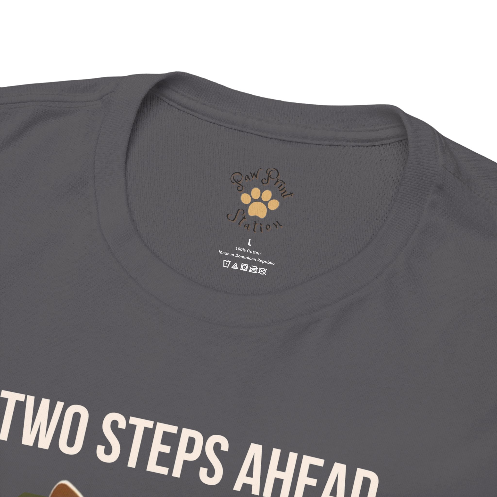 Unisex “Two Steps Ahead” Corgi T-Shirt – Nostalgic Dog Walk Lover Tee