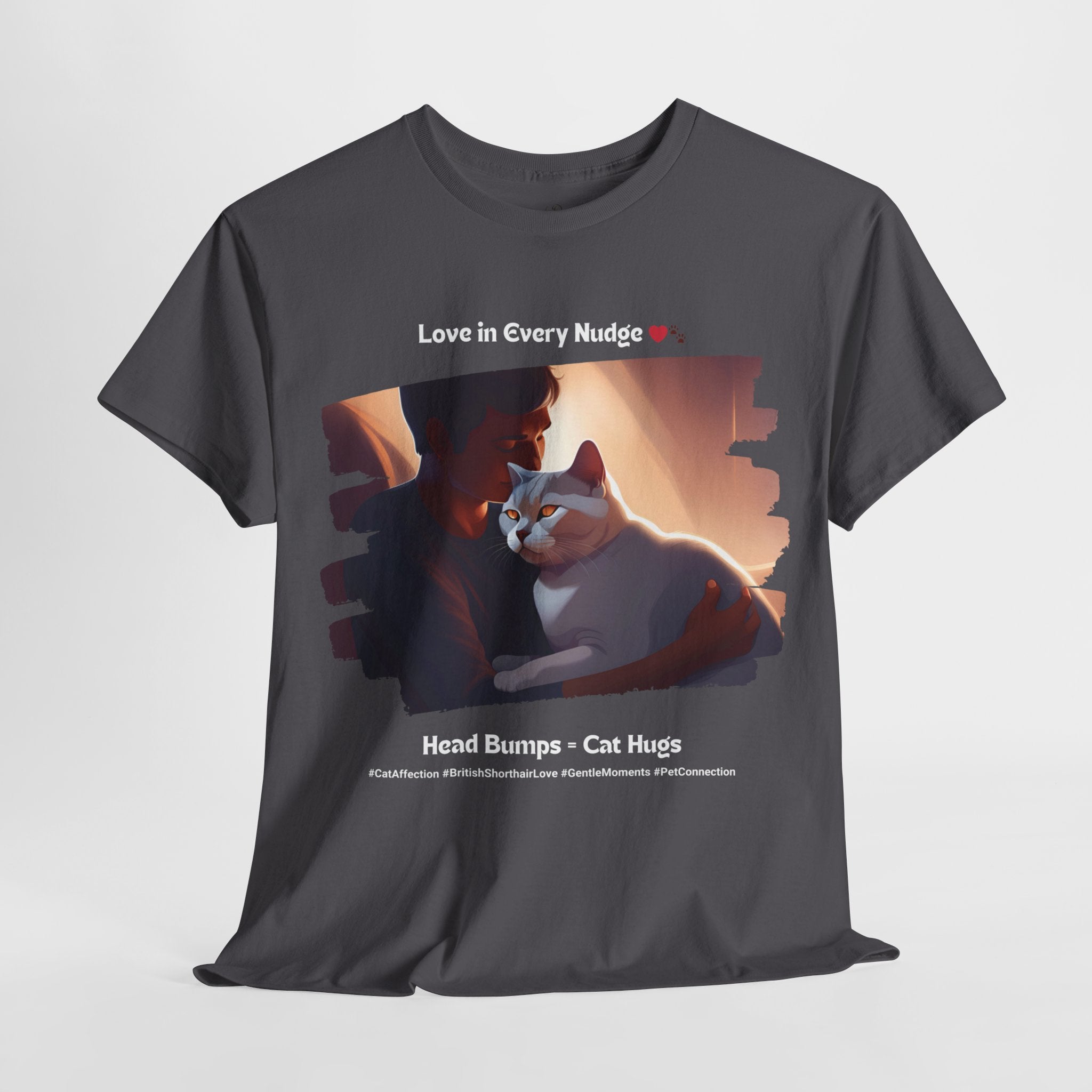 Men’s “Head Bumps = Cat Hugs” British Shorthair T‑Shirt – Affectionate Kitty Dad Gift