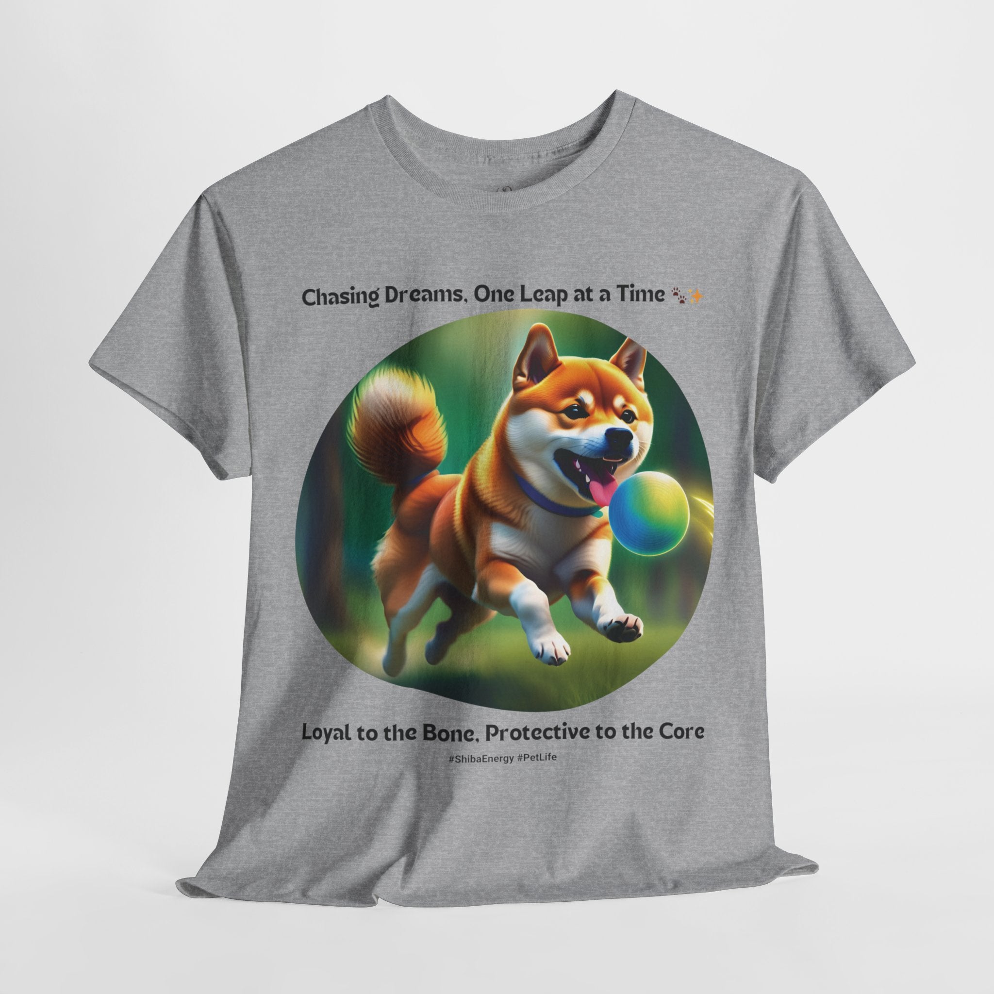 Unisex “Chasing Dreams, One Leap at a Time” Shiba Inu T‑Shirt – Ambitious Pup Gift