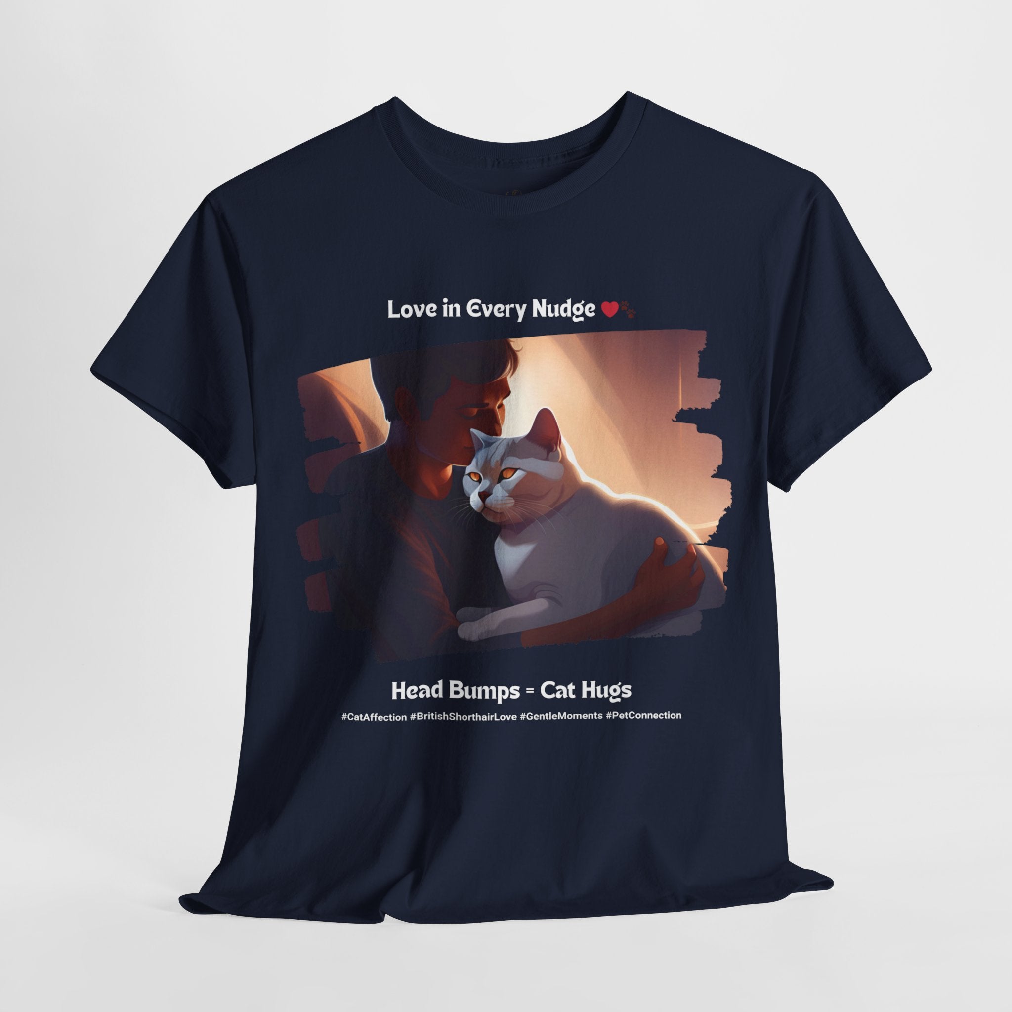 Men’s “Head Bumps = Cat Hugs” British Shorthair T‑Shirt – Affectionate Kitty Dad Gift