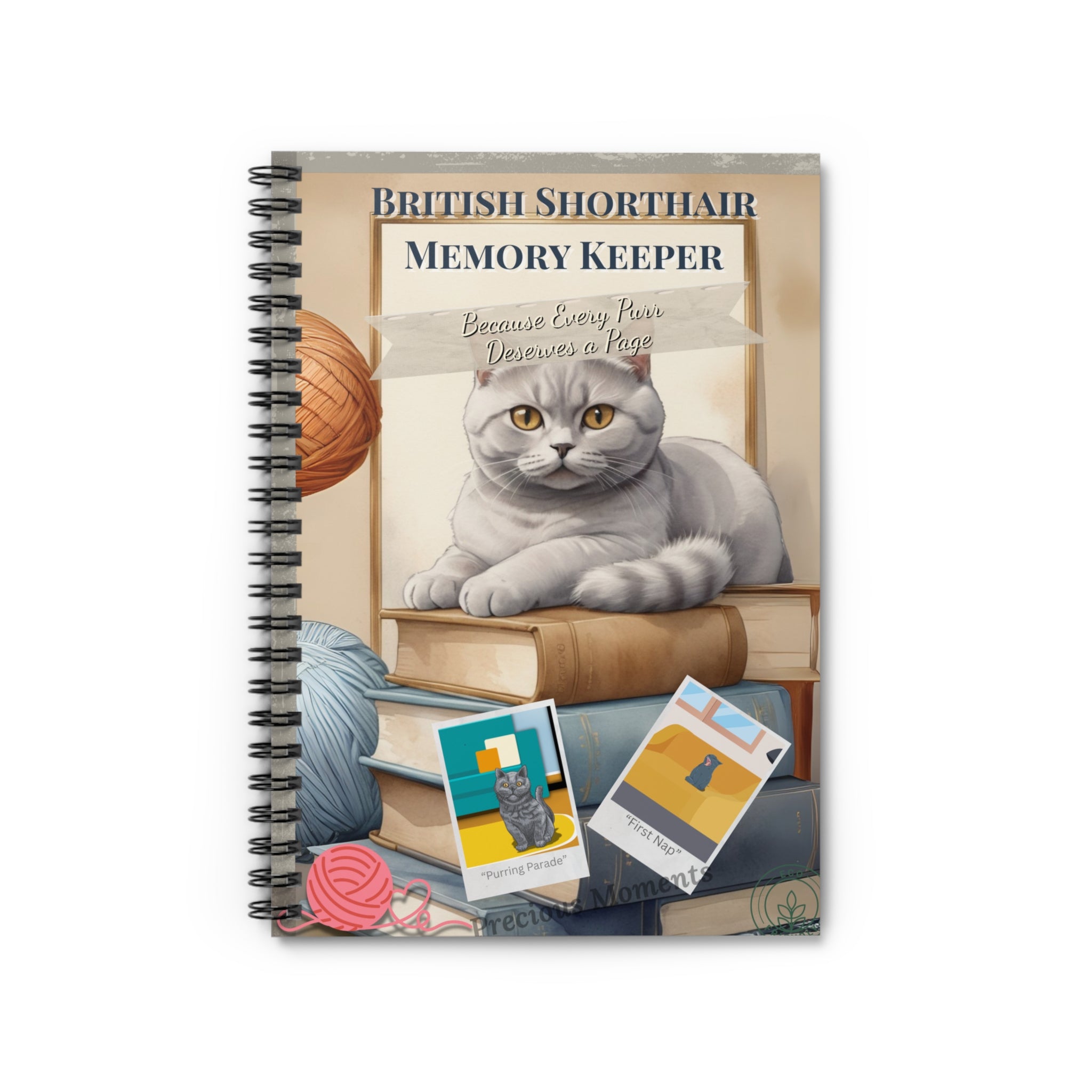British Shorthair Memory Keeper Notebook, Cat Lover's Journal, Gift for Pet Owners, Cute Spiral Notebook, Writing Journal for Cat Lovers