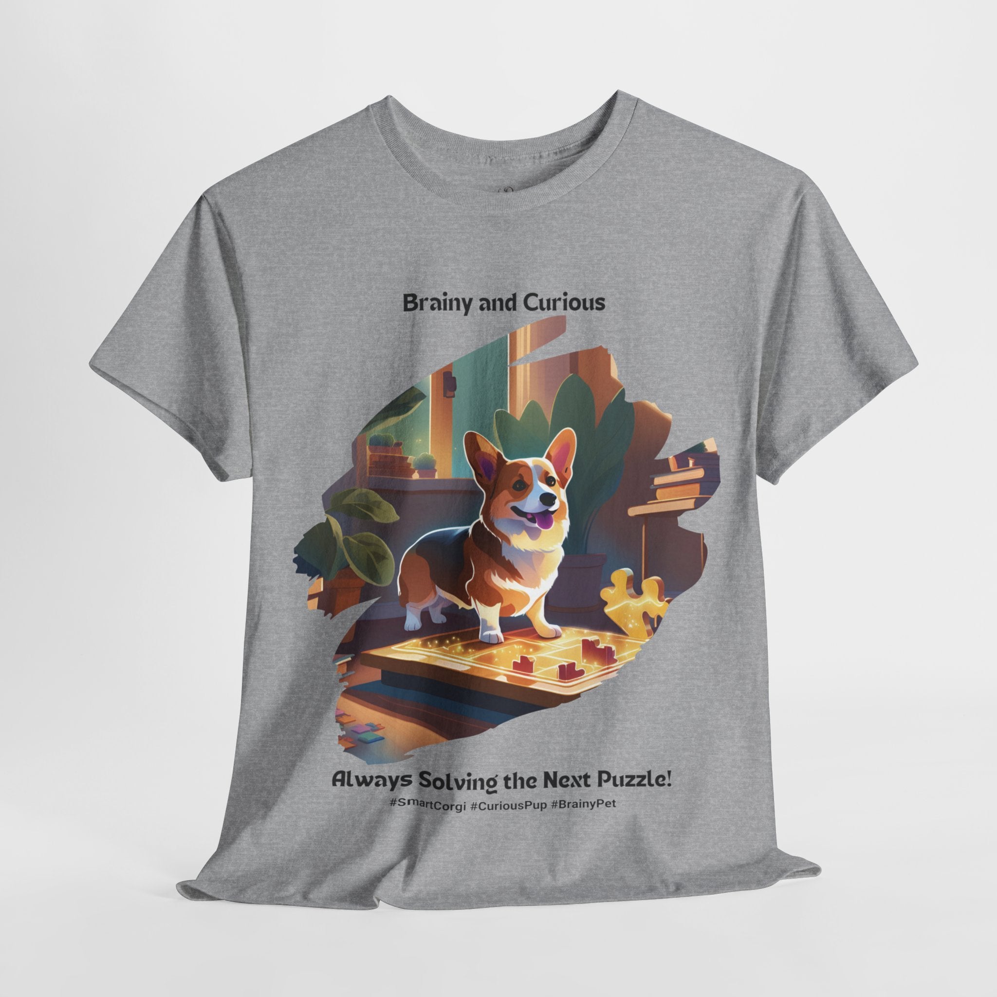 Unisex - Brainy and Curious: Corgi Puzzle Master T-Shirt