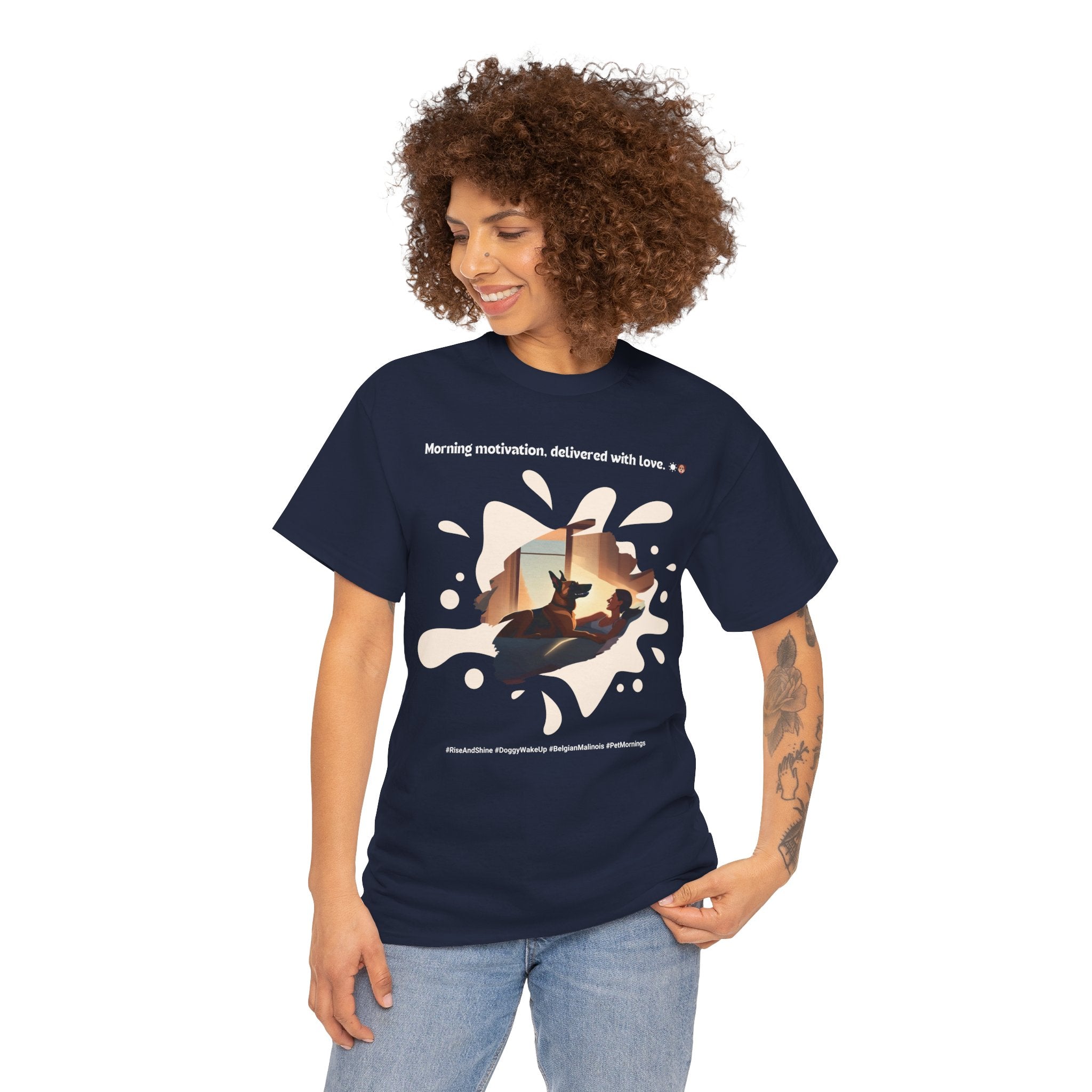 Women’s “Morning Motivation” Belgian Malinois T‑Shirt – Upbeat Start Gift