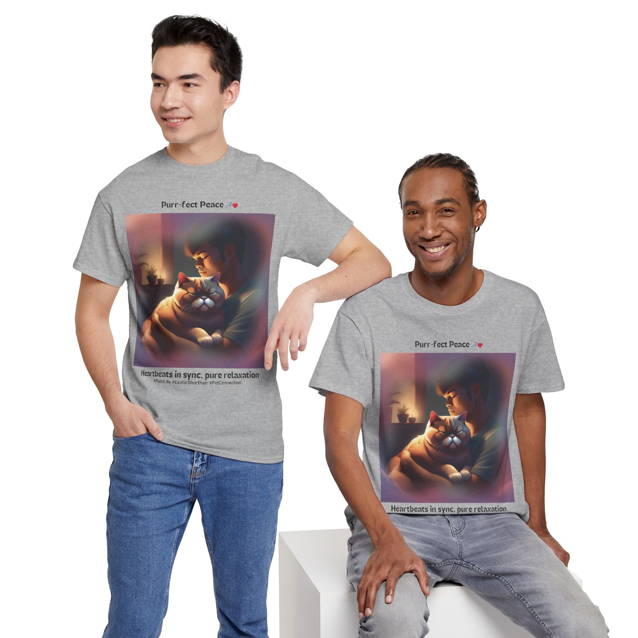 Men's - Purr-fect Peace: Exotic Shorthair Zen T-Shirt