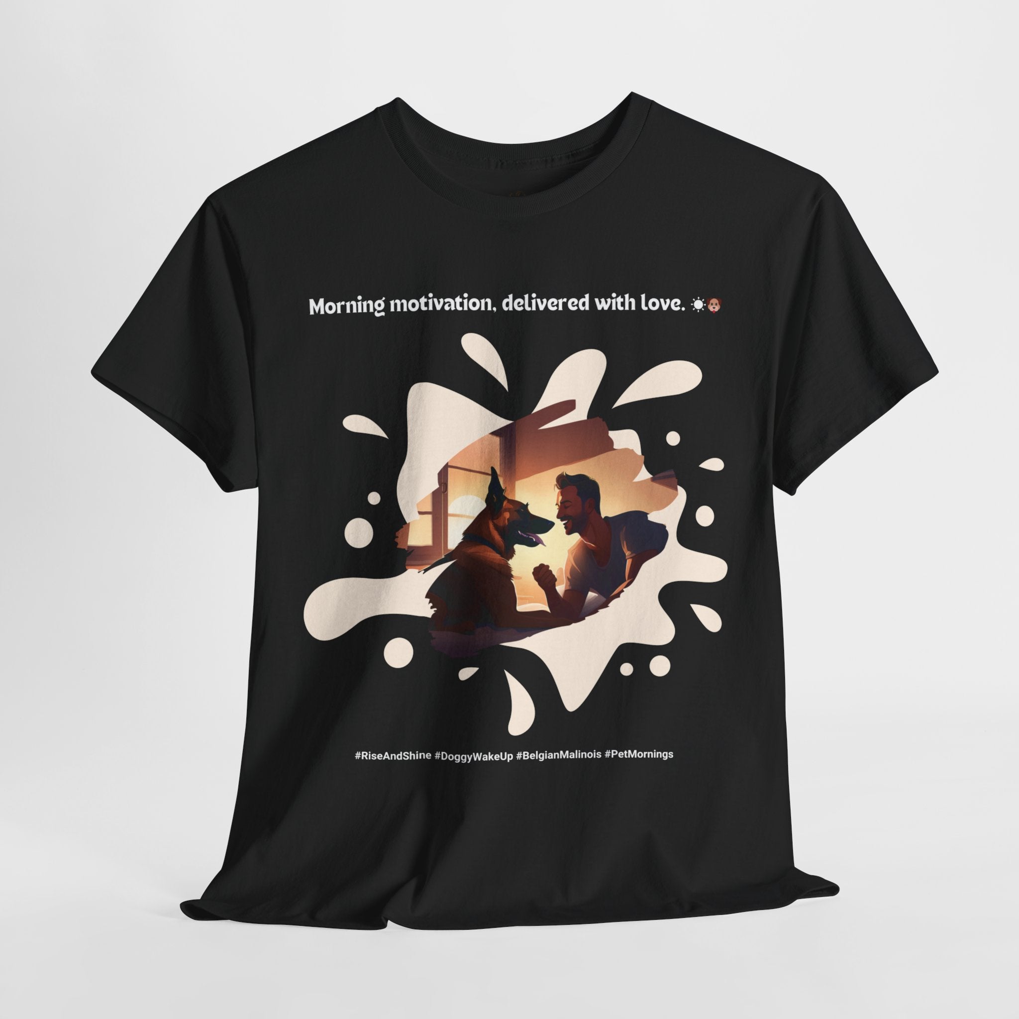 Men’s “Morning Motivation” Belgian Malinois T‑Shirt – Energized Dad Gift