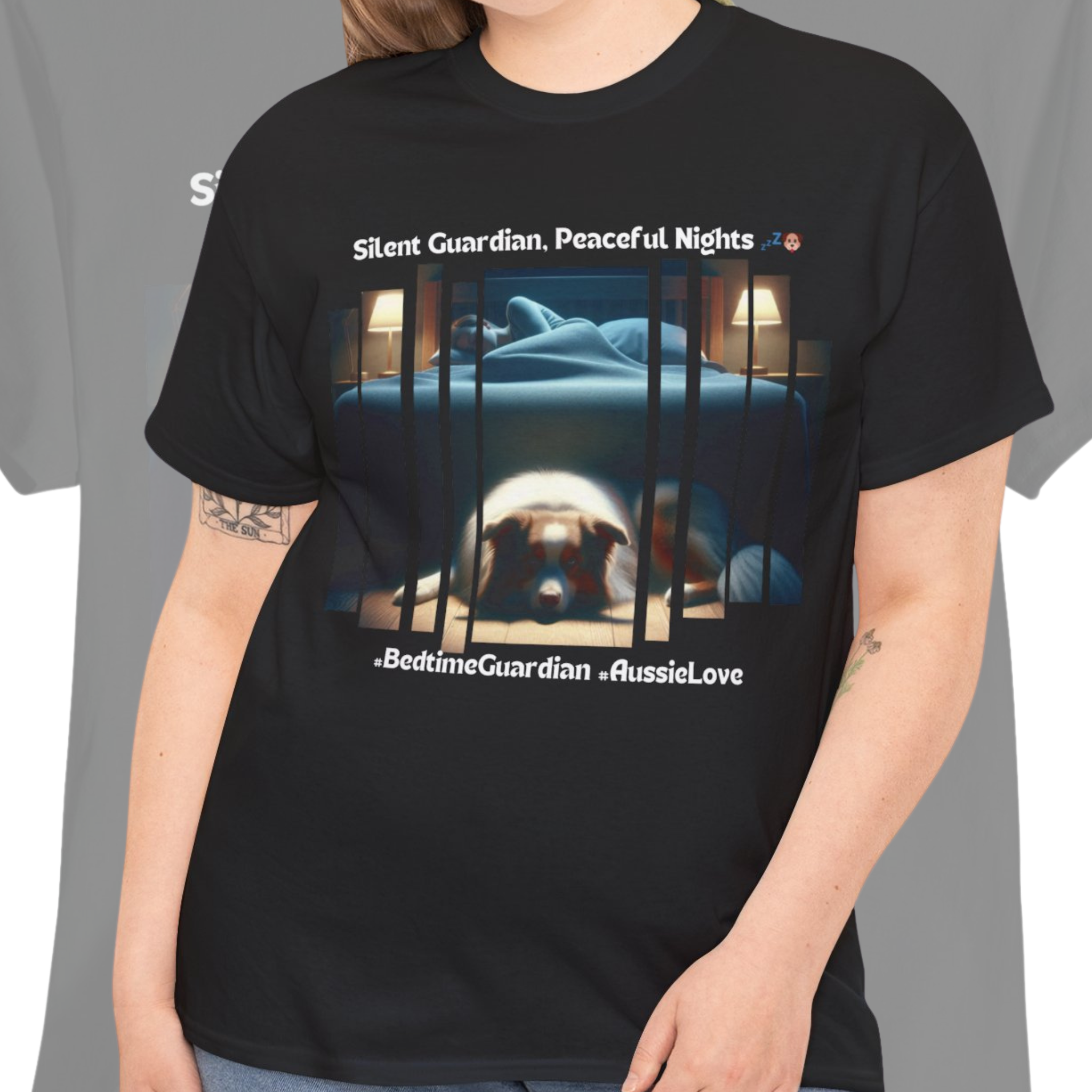 Unisex “Silent Guardian, Peaceful Nights” Australian Shepherd T‑Shirt – Night Watch Gift, Quiet Companion Tee
