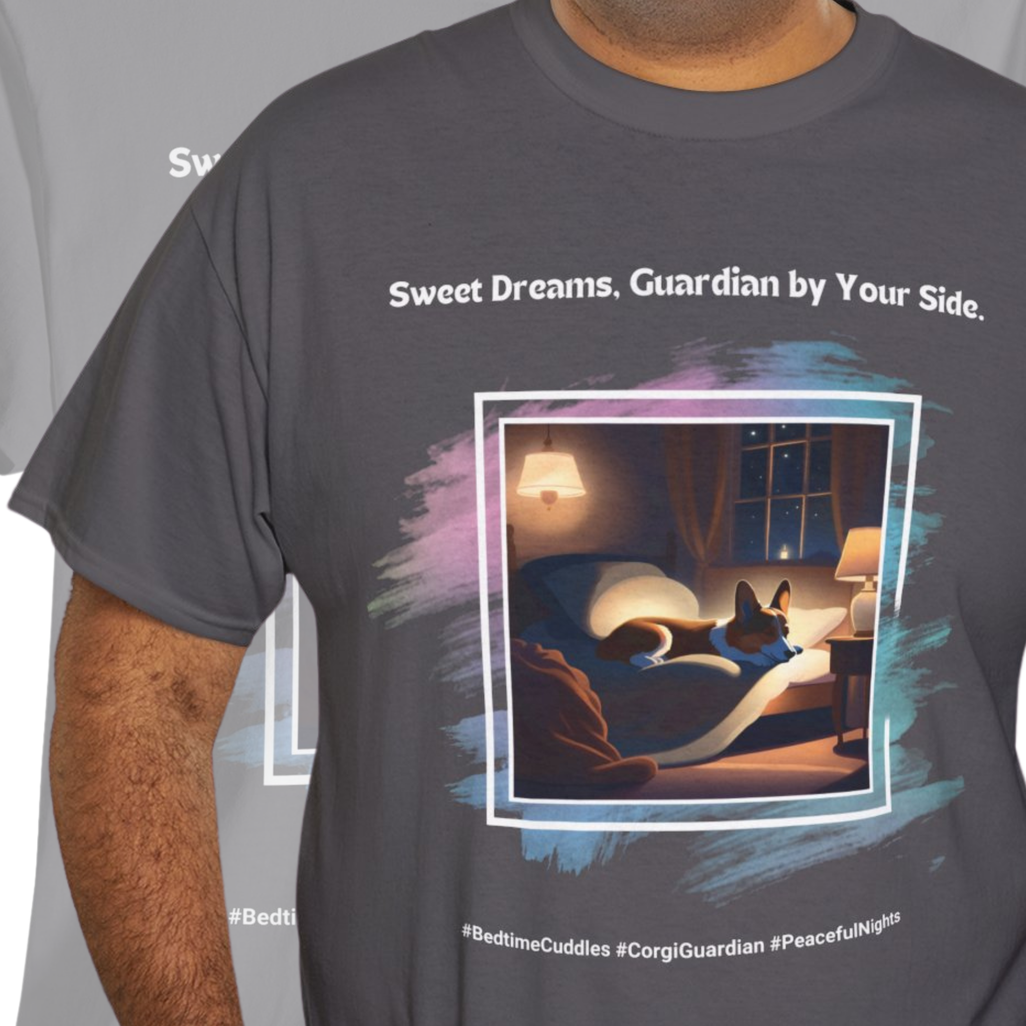 Unisex “Sweet Dreams, Guardian by Your Side” Corgi T‑Shirt – Comfort Guardian Gift
