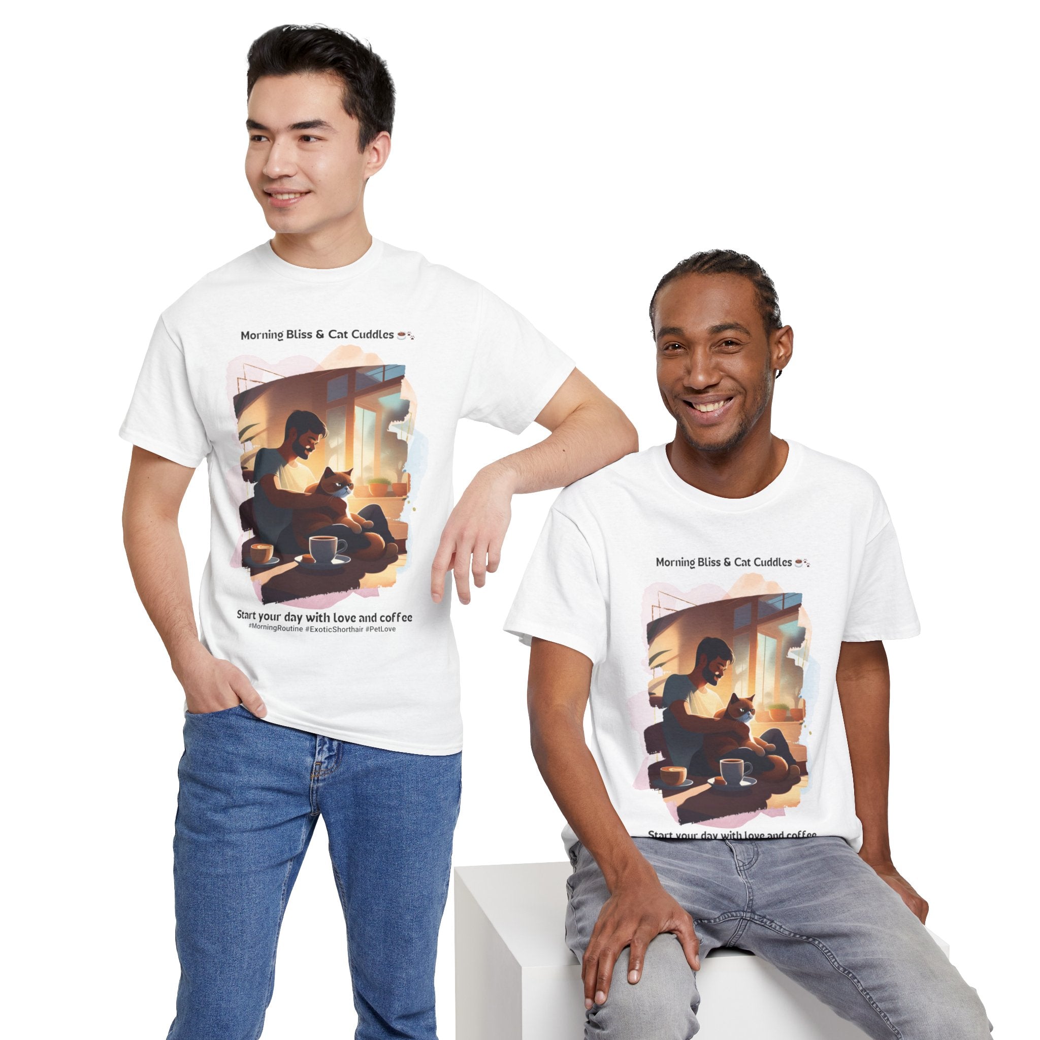 Men's - Morning Bliss & Cat Cuddles: Exotic Shorthair T-Shirt