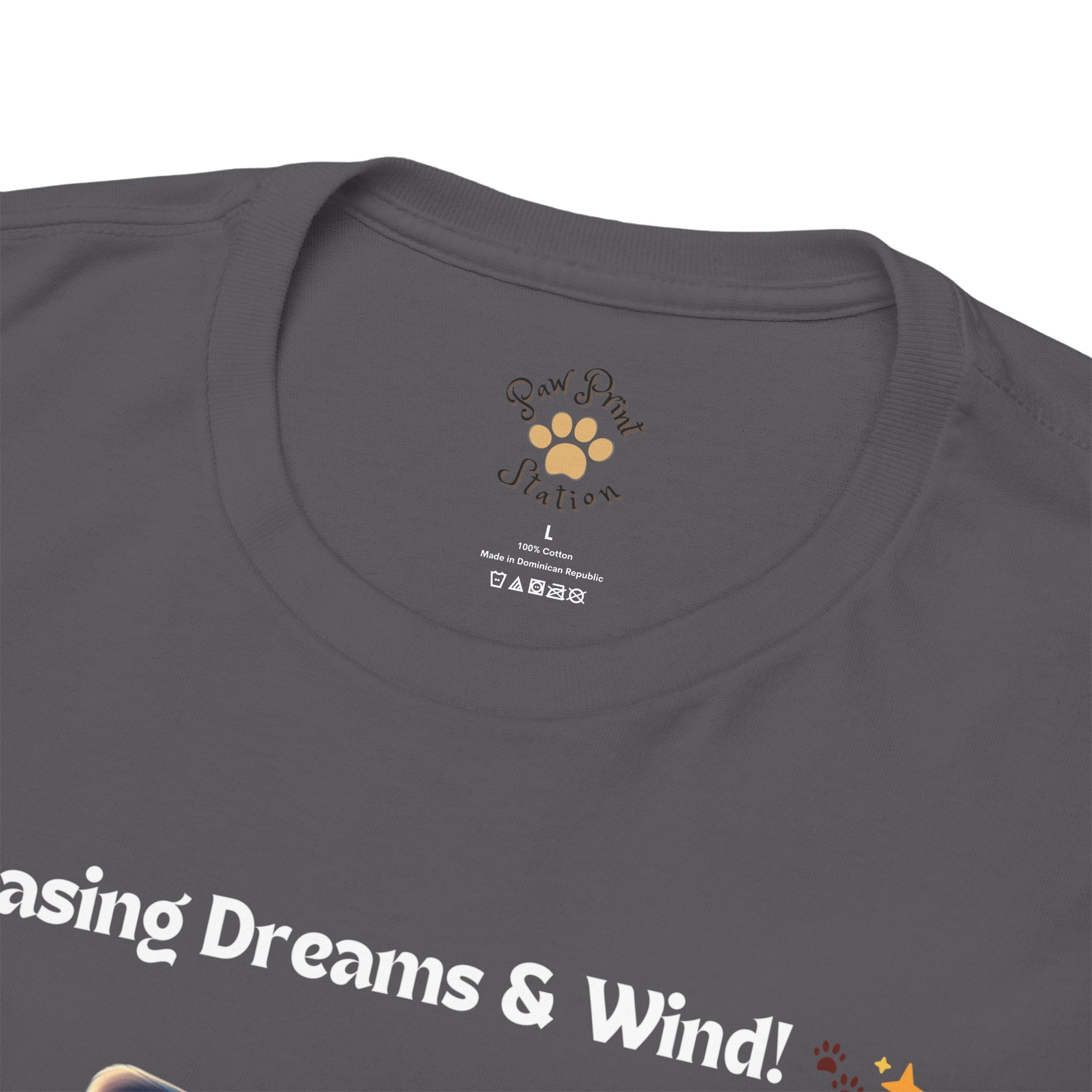 Unisex “Chasing Dreams & Wind” Australian Shepherd T‑Shirt – Adventure Road Tee, Wanderlust Pup Gift