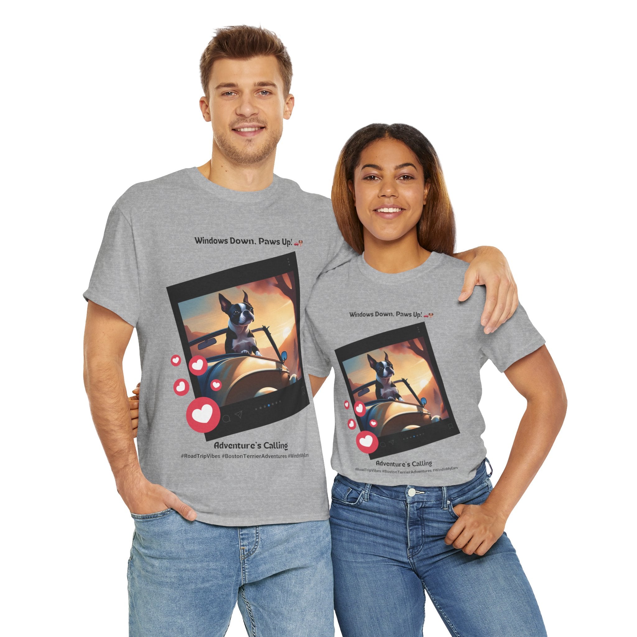 Unisex - Adventure's Calling: Boston Terrier Road Trip T-Shirt