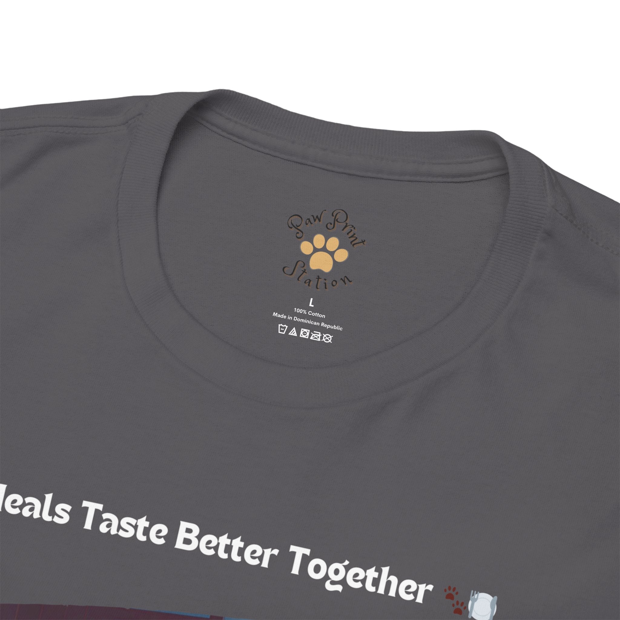 Women’s “Meals Taste Better Together” Maine Coon T‑Shirt – Meal Buddy Cat Gift