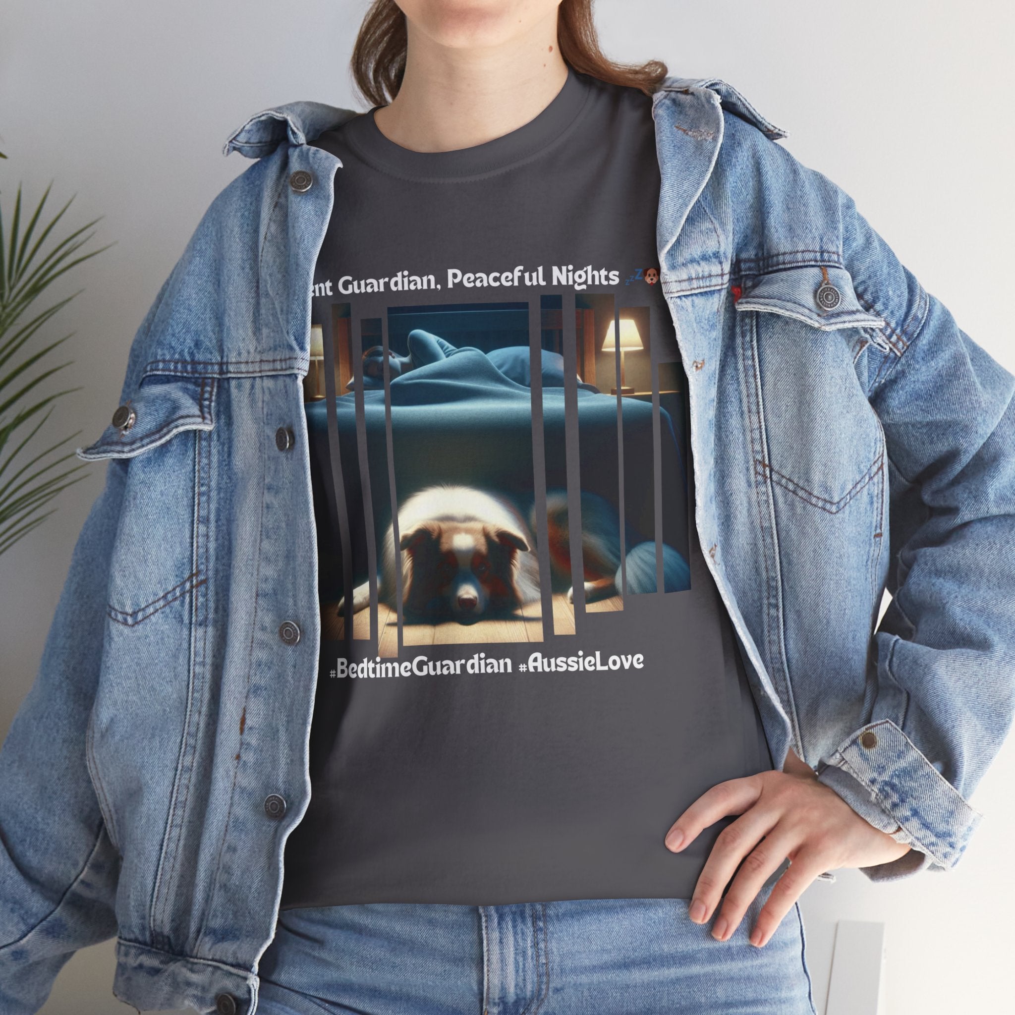 Unisex “Silent Guardian, Peaceful Nights” Australian Shepherd T‑Shirt – Night Watch Gift, Quiet Companion Tee