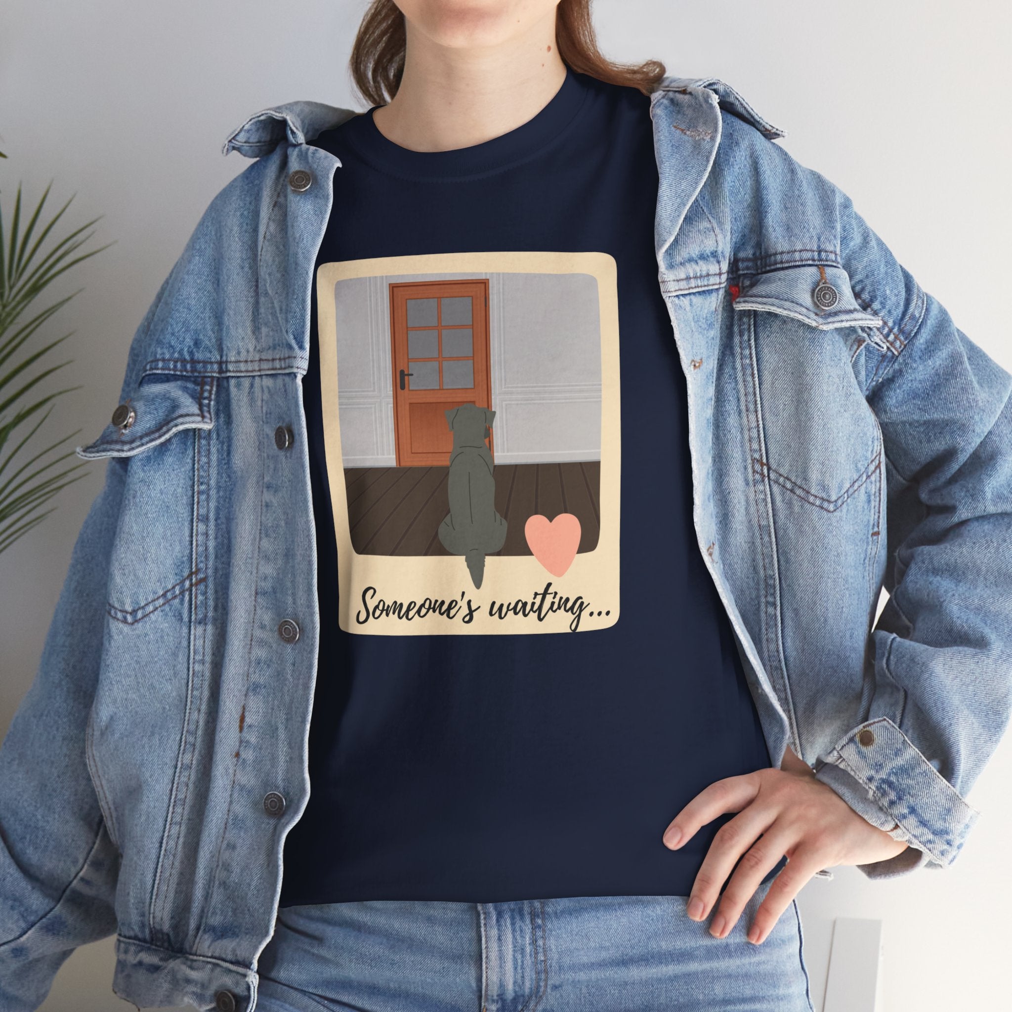 Unisex “Patiently Waiting” Dog T-Shirt – Door-Sitter Pup, Dog Lover Gift