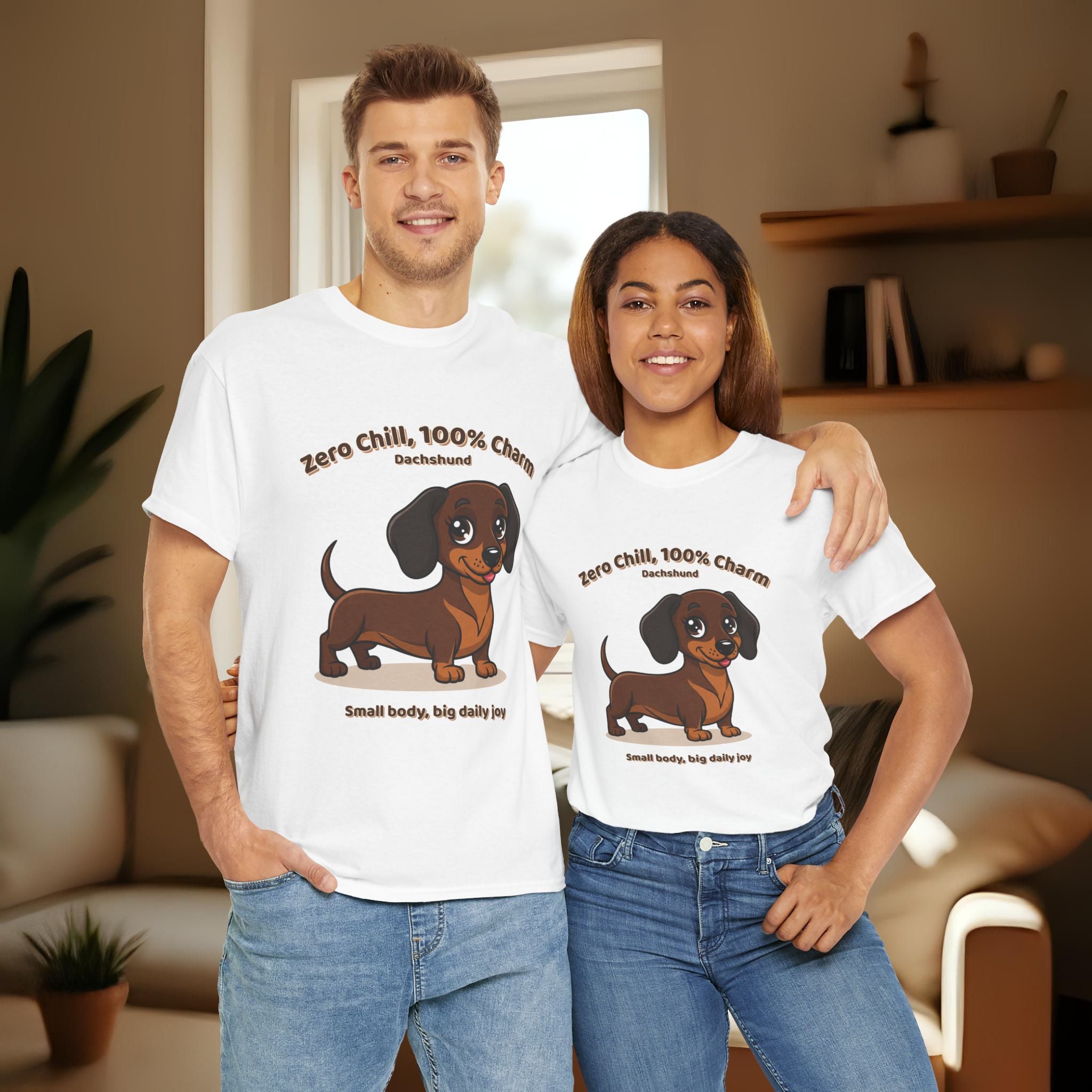 Unisex T-Shirt – Zero Chill, 100% Charm: Dachshund Everyday Moments Edition
