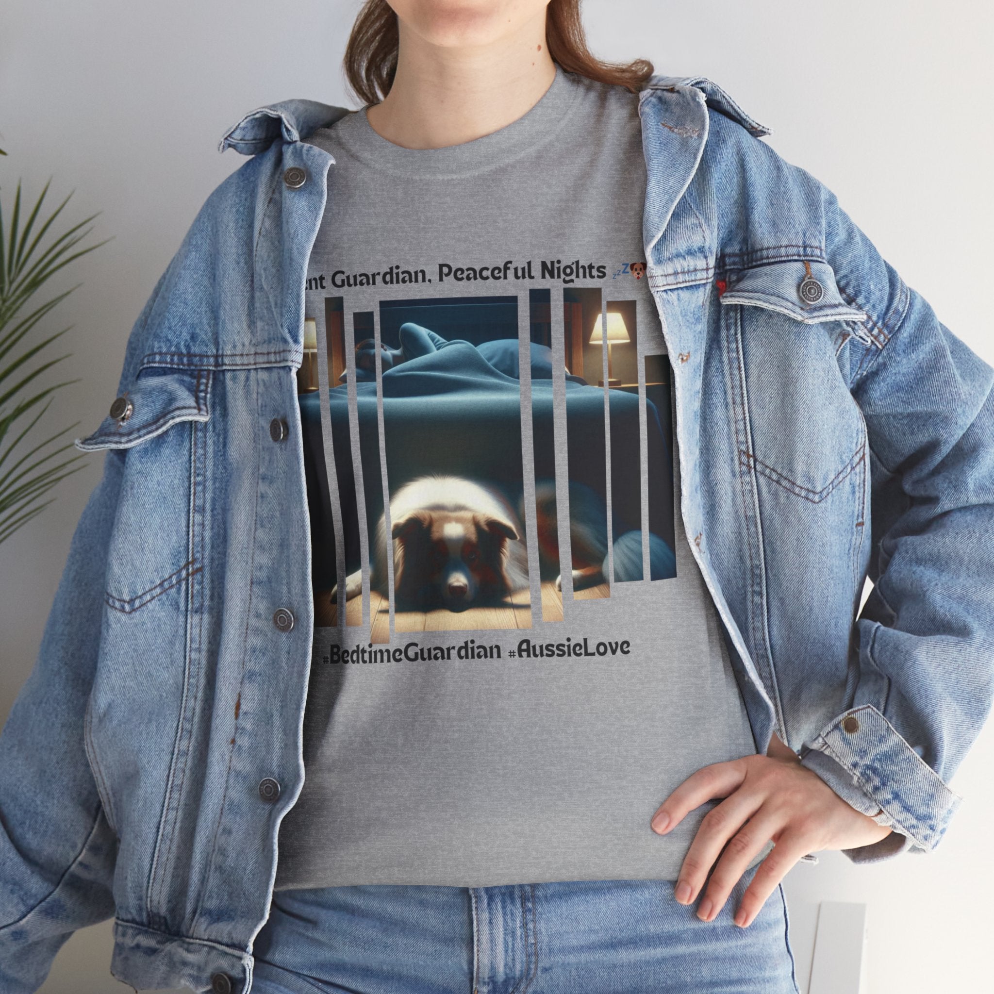 Unisex “Silent Guardian, Peaceful Nights” Australian Shepherd T‑Shirt – Night Watch Gift, Quiet Companion Tee