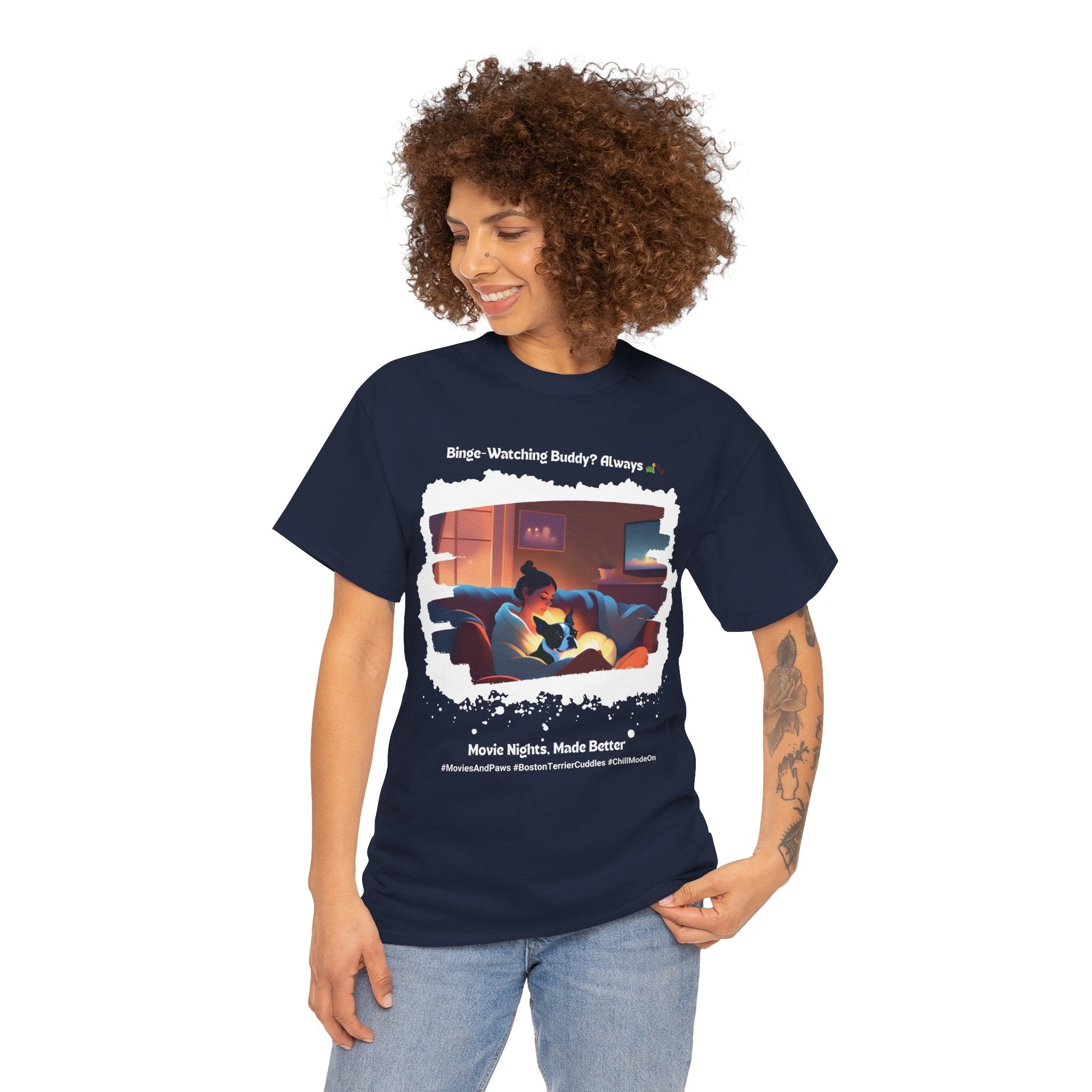 Women's - Movie Nights, Made Better: Boston Terrier T-Shirt