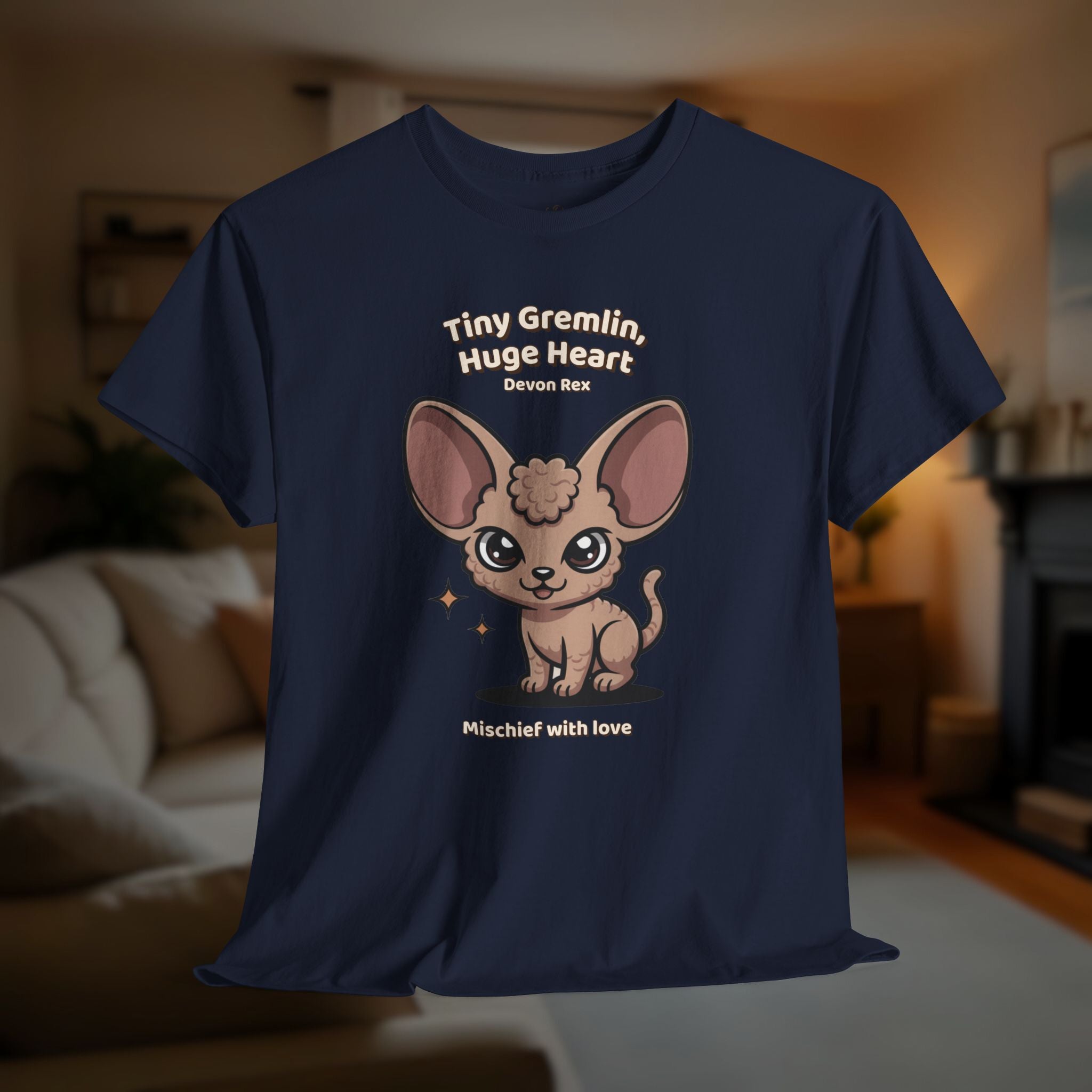 Unisex T-Shirt – Tiny Gremlin, Huge Heart: Devon Rex Everyday Moments Edition