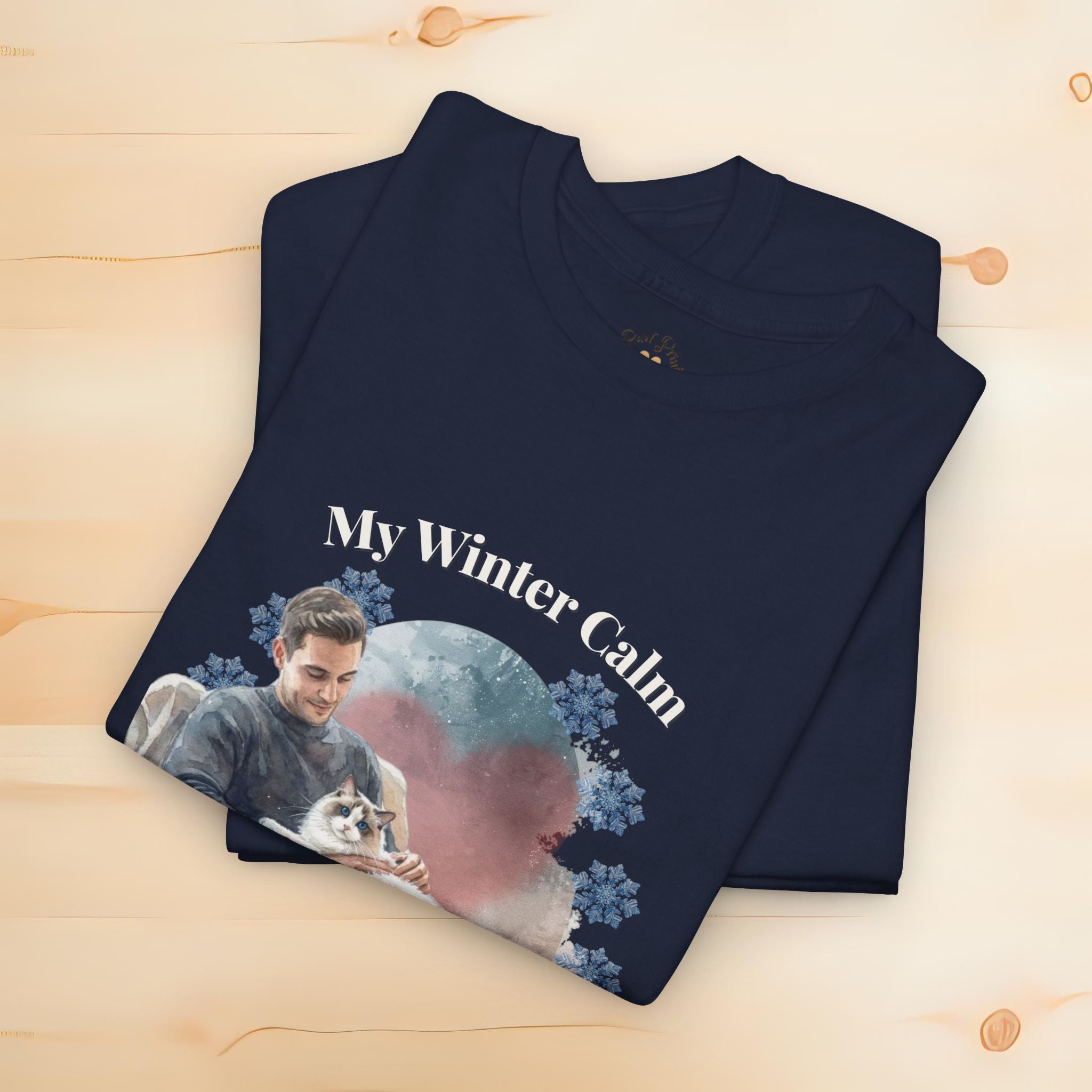 Unisex Personalized T-Shirt – My Winter Calm: Custom Ragdoll Watercolor Winter Portrait
