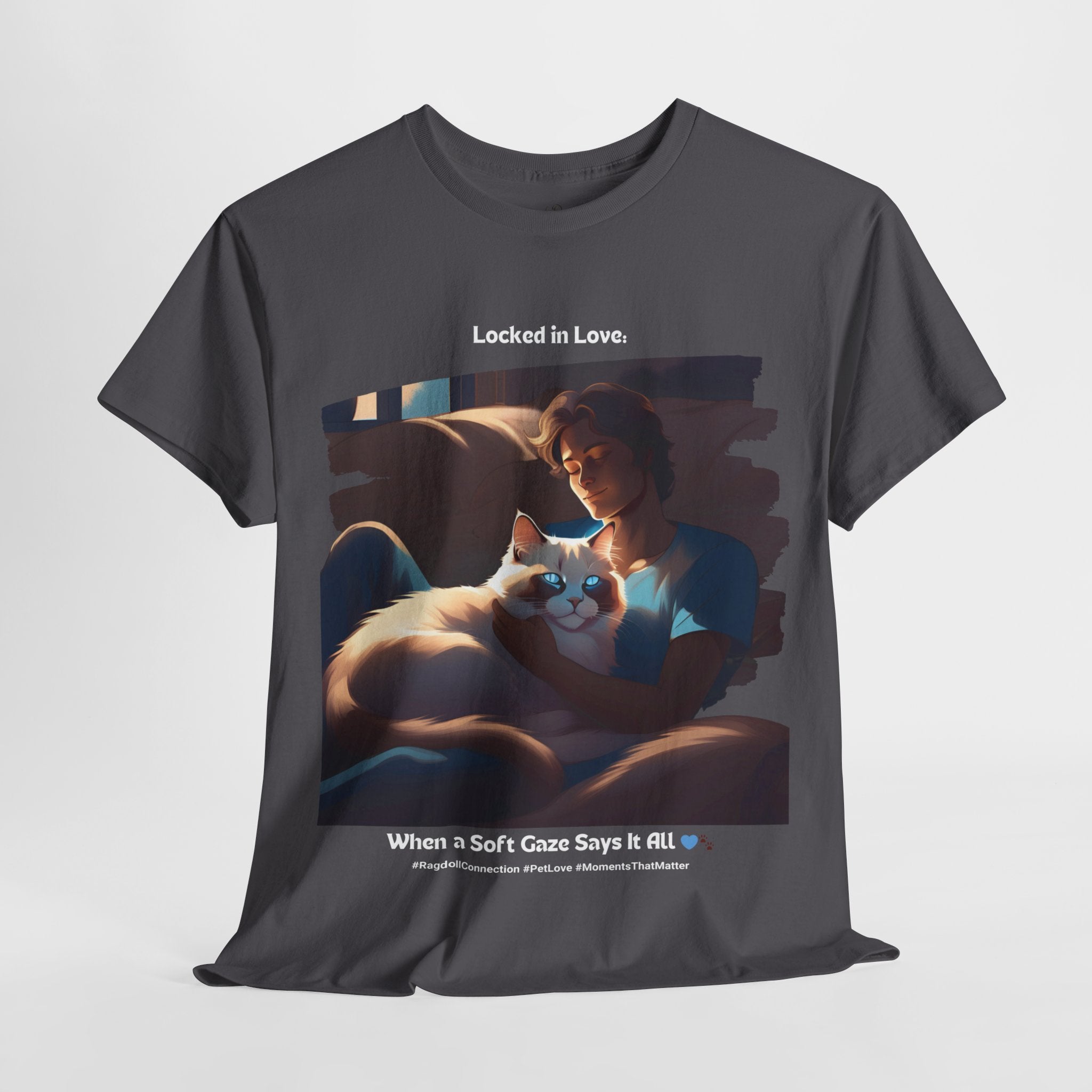 Men’s “A Gaze That Speaks Volumes” Ragdoll T‑Shirt – Expressive Cat Dad Gift