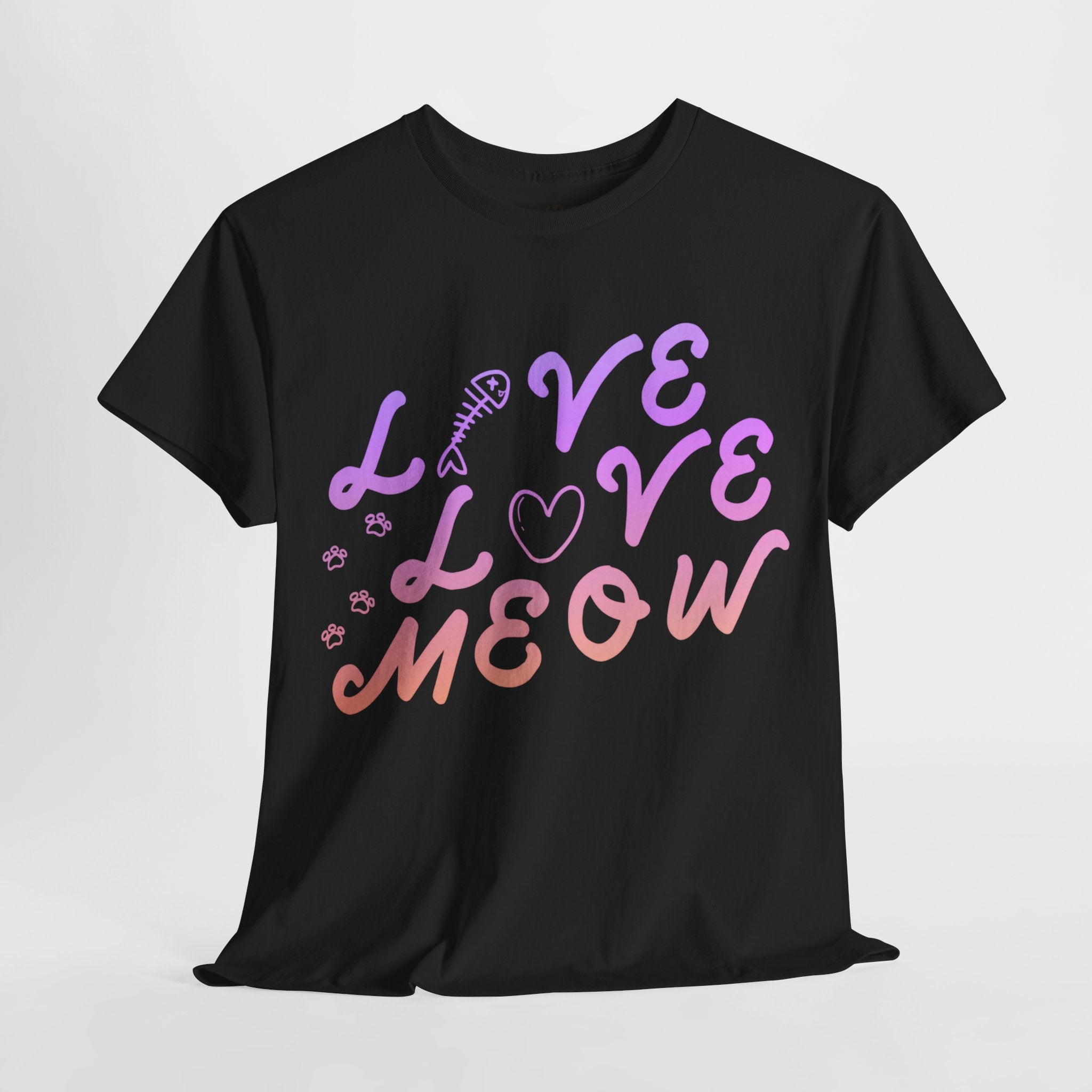 Unisex “Love, Meow, Live” T-Shirt – Cat Life Joy, Feline Lover Gift
