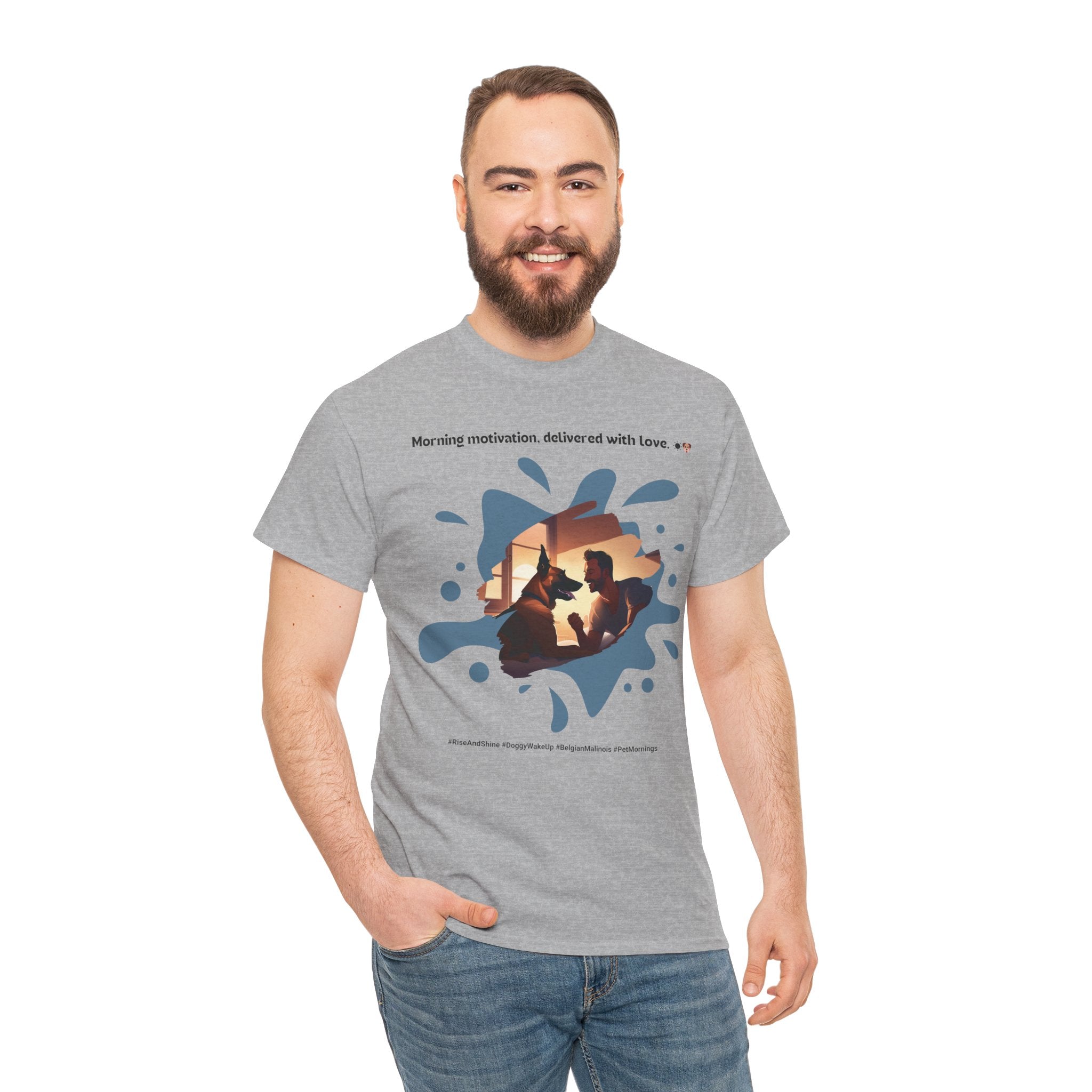 Men’s “Morning Motivation” Belgian Malinois T‑Shirt – Energized Dad Gift