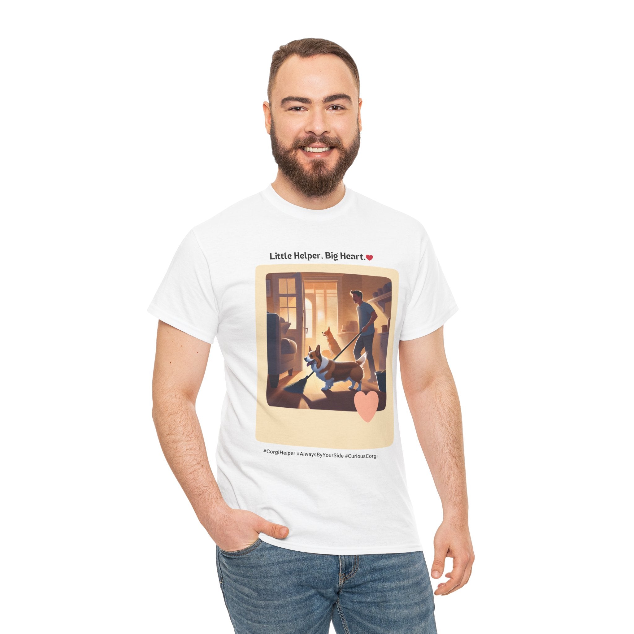 Men's - Little Helper, Big Heart: Corgi T-Shirt