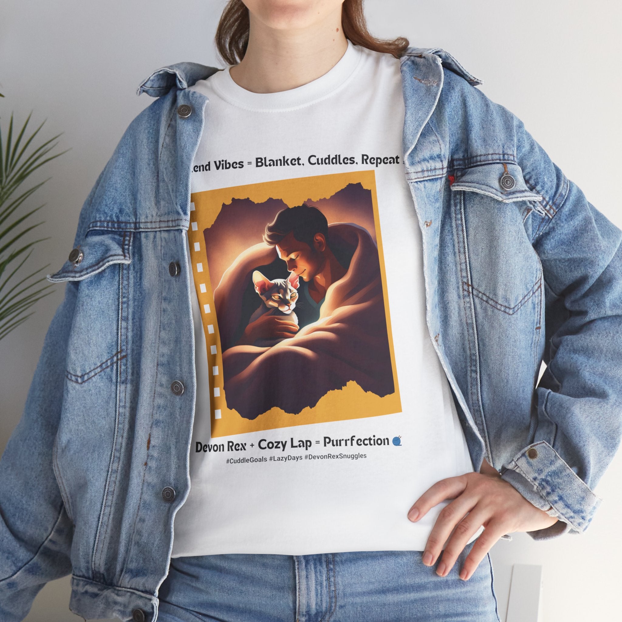 Men’s “Weekend Vibes” Devon Rex T‑Shirt – Cozy Cat Dad Gift