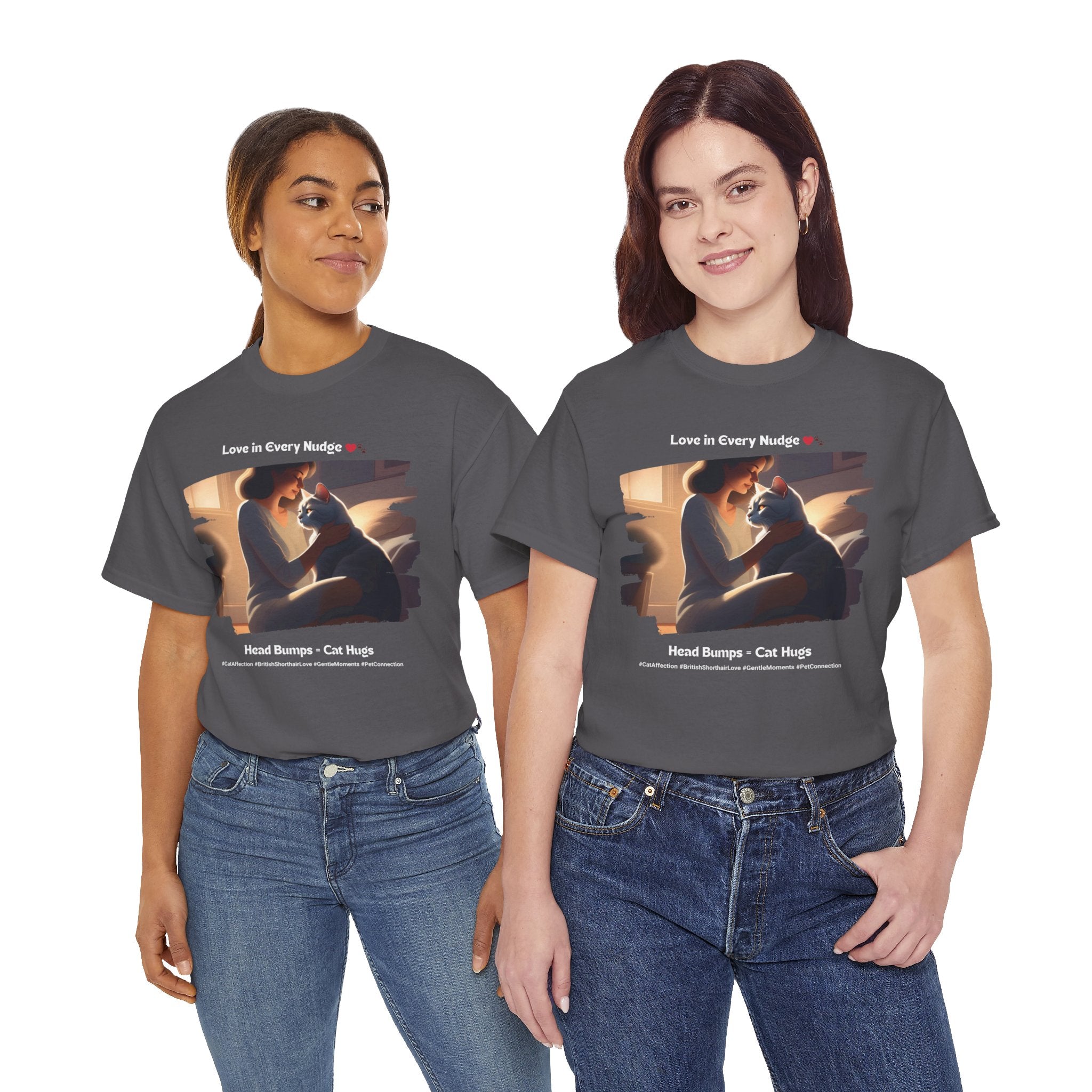 Women’s “Head Bumps = Cat Hugs” British Shorthair T‑Shirt – Affectionate Kitty Mom Gift