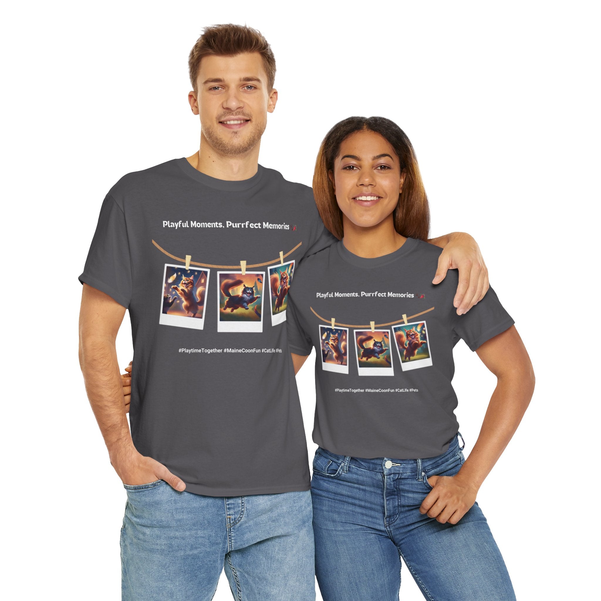 Unisex - Playful Moments, Purrfect Memories: Maine Coon Fun T-Shirt