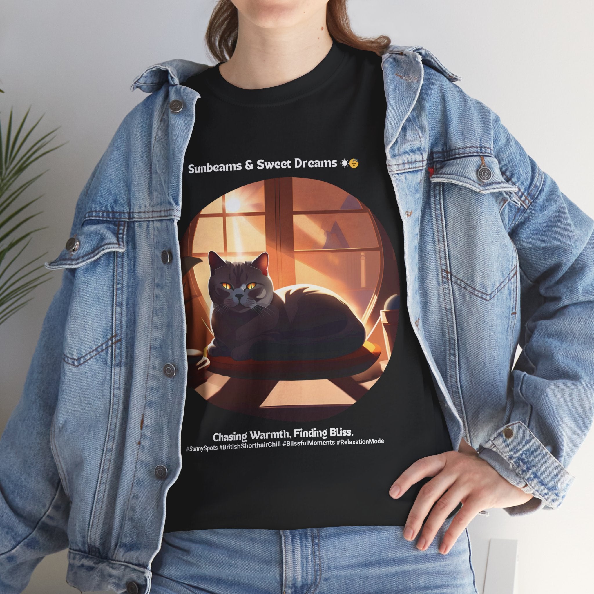 Unisex “Sunbeams & Sweet Dreams” British Shorthair Bliss T‑Shirt – Daylight Kitty Gift