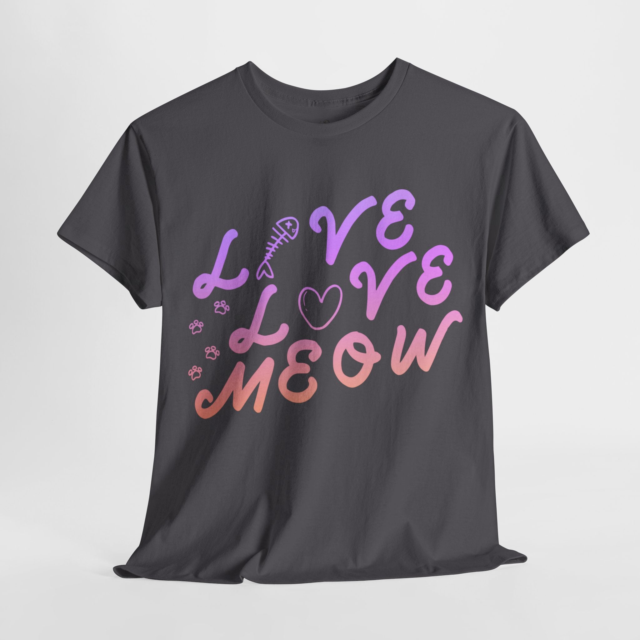 Unisex “Love, Meow, Live” T-Shirt – Cat Life Joy, Feline Lover Gift