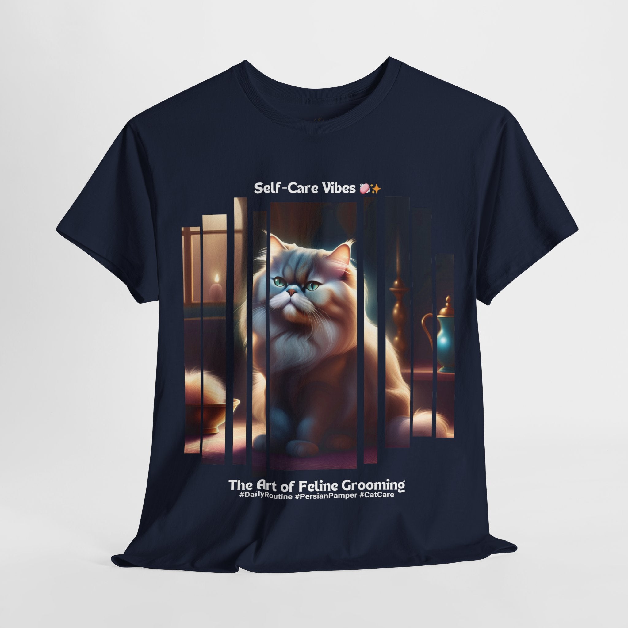 Unisex “Self‑Care Vibes” Persian T‑Shirt – Pampering Cat Gift