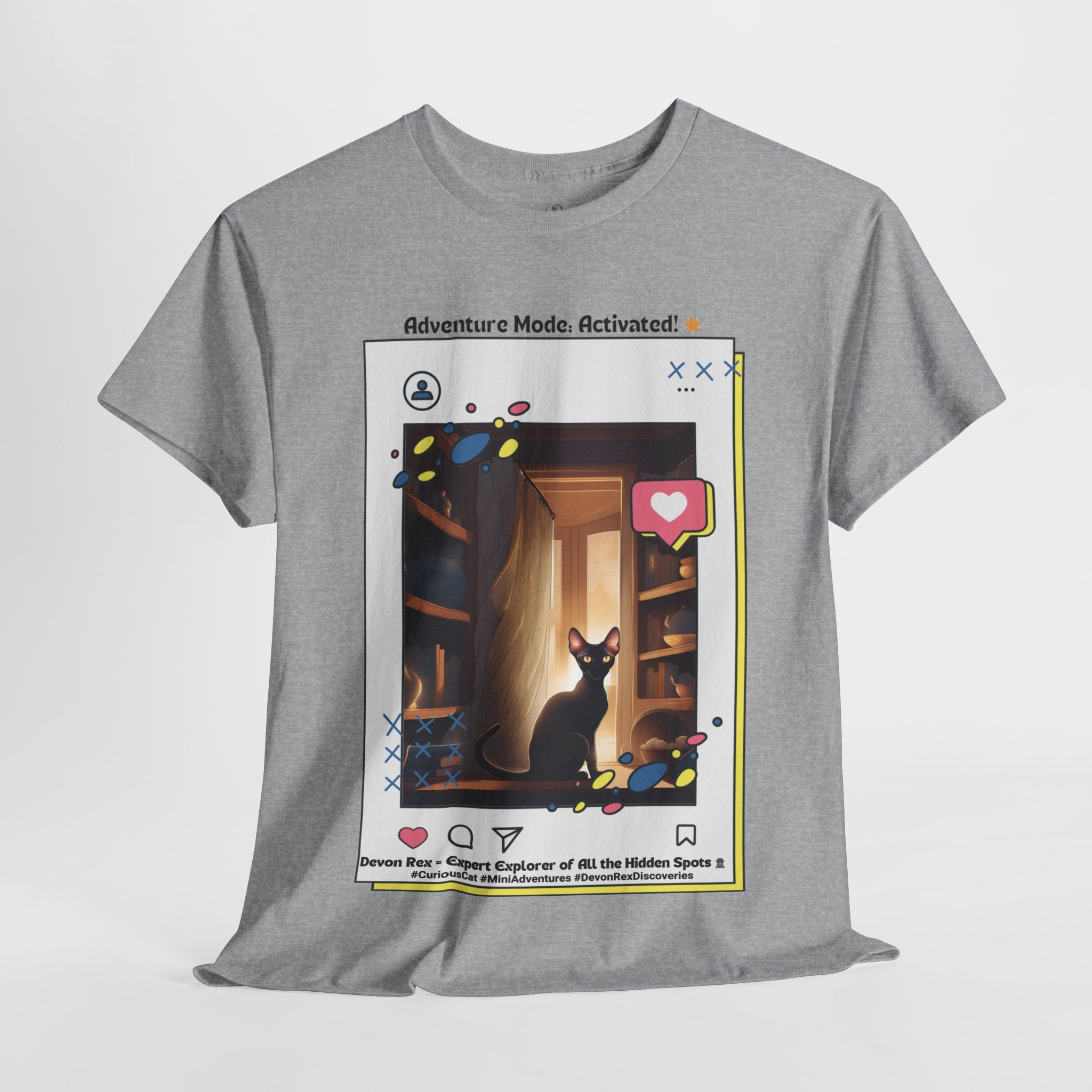 Unisex “Adventure Mode: Activated!” Devon Rex T‑Shirt – Explorer Cat Gift