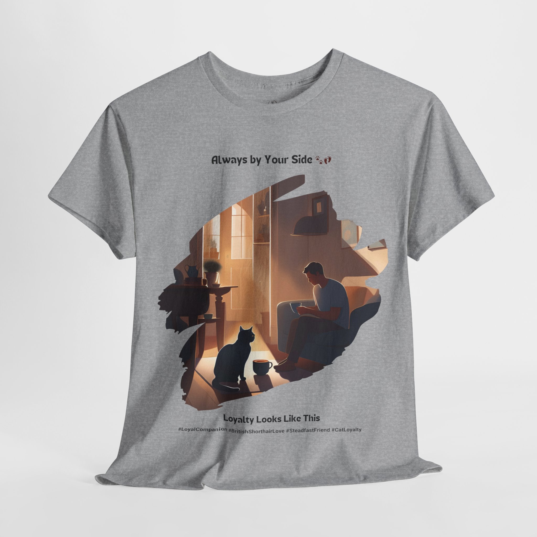 Men’s “Ever-Present Purr” British Shorthair T-Shirt – Loyal Kitty, Cat Dad Gift