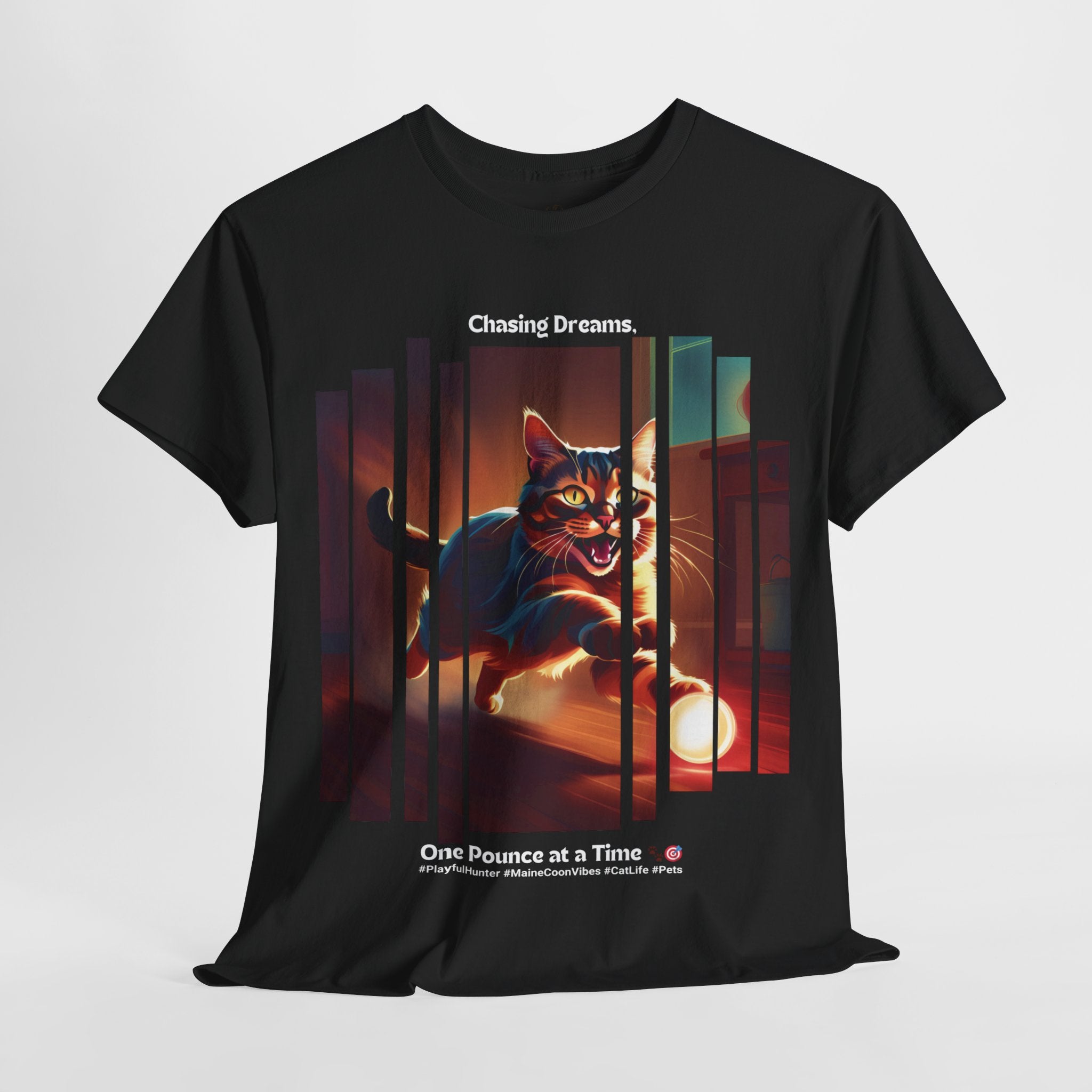 Unisex “Chasing Dreams, One Pounce at a Time” Maine Coon T‑Shirt – Dreaming Cat Gift