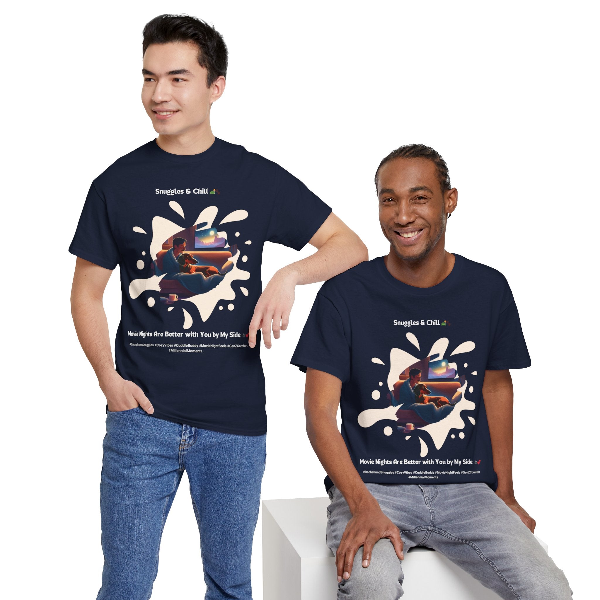 Men's - Snuggles & Chill: Dachshund Movie Night T-Shirt