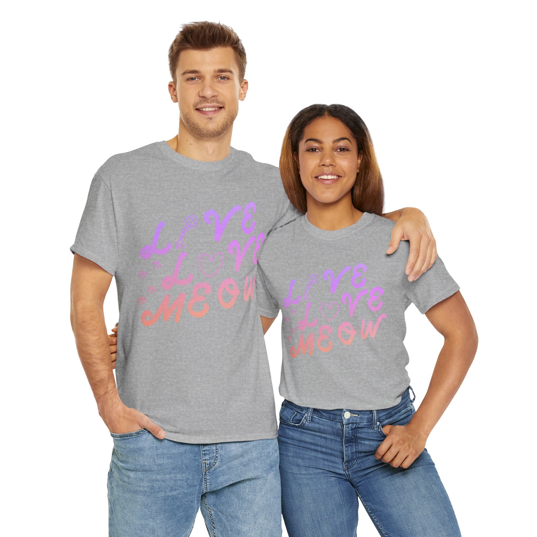 Unisex “Love, Meow, Live” T-Shirt – Cat Life Joy, Feline Lover Gift