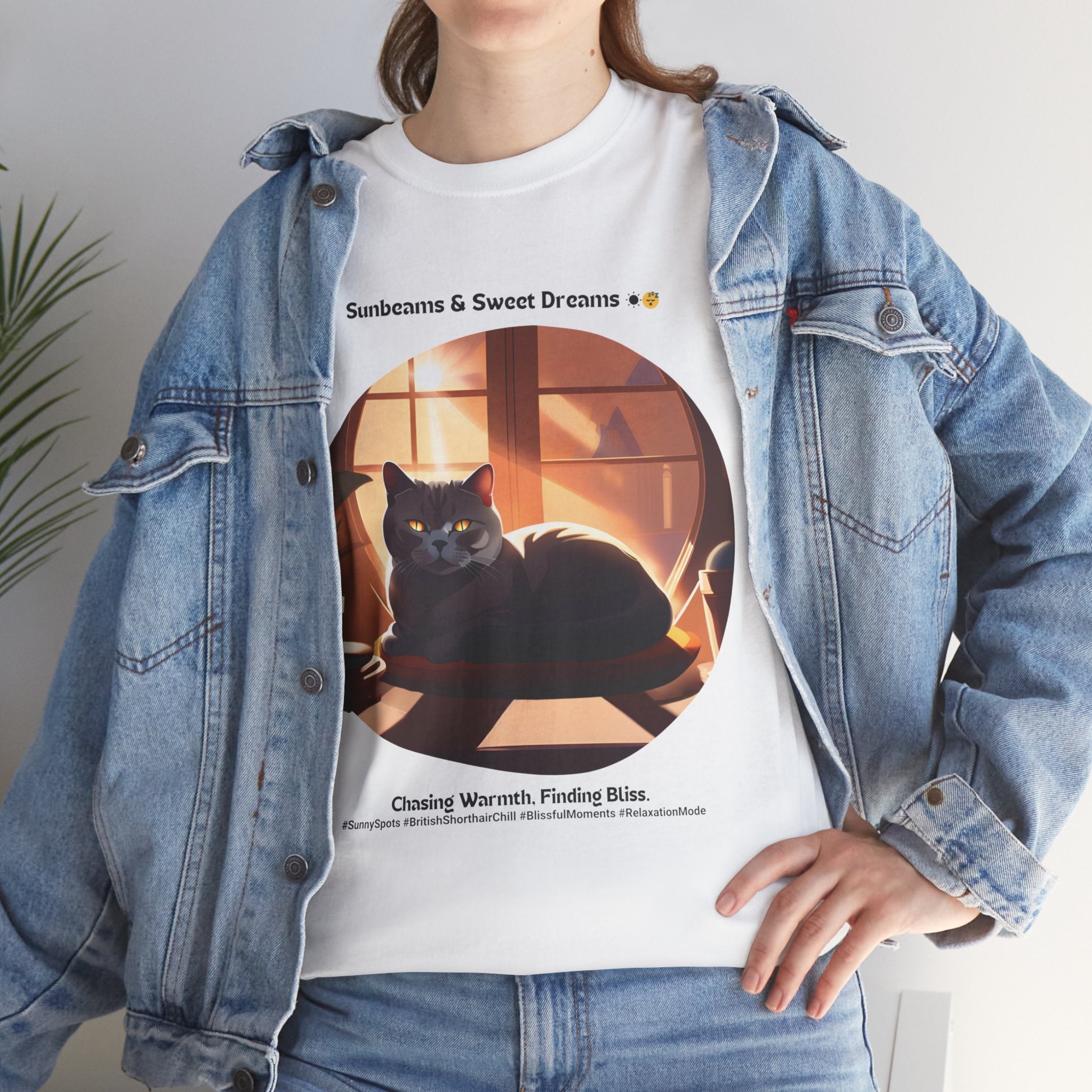 Unisex “Sunbeams & Sweet Dreams” British Shorthair Bliss T‑Shirt – Daylight Kitty Gift