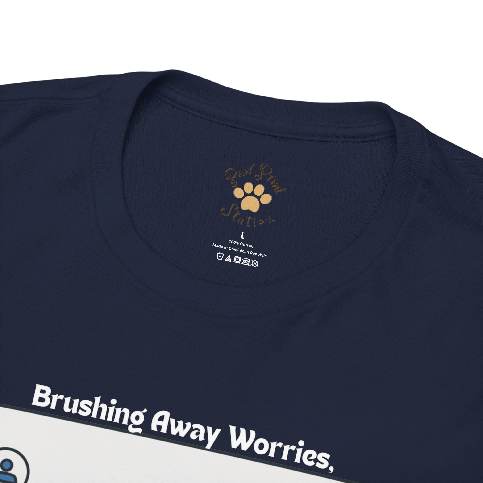 Men’s “Brushing Away Worries” Maine Coon T‑Shirt – Relaxation Cat Dad Gift