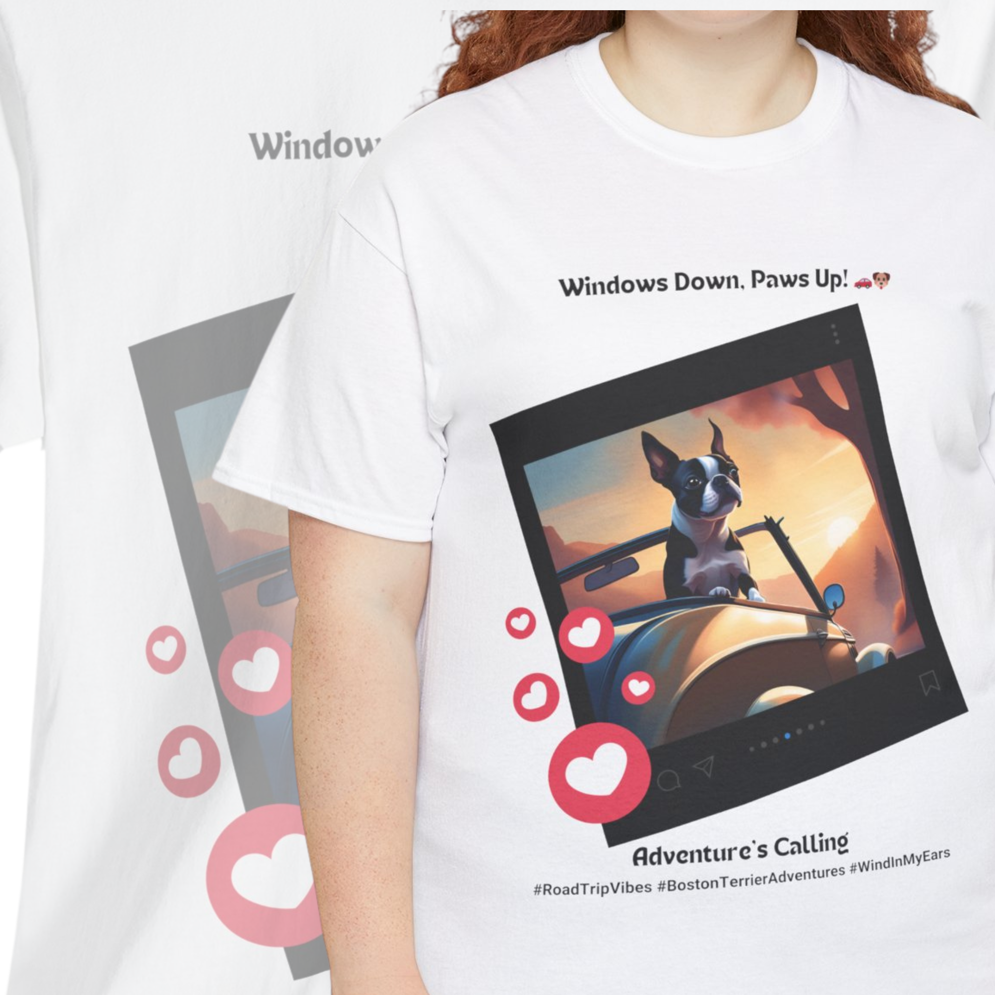 Unisex - Adventure's Calling: Boston Terrier Road Trip T-Shirt