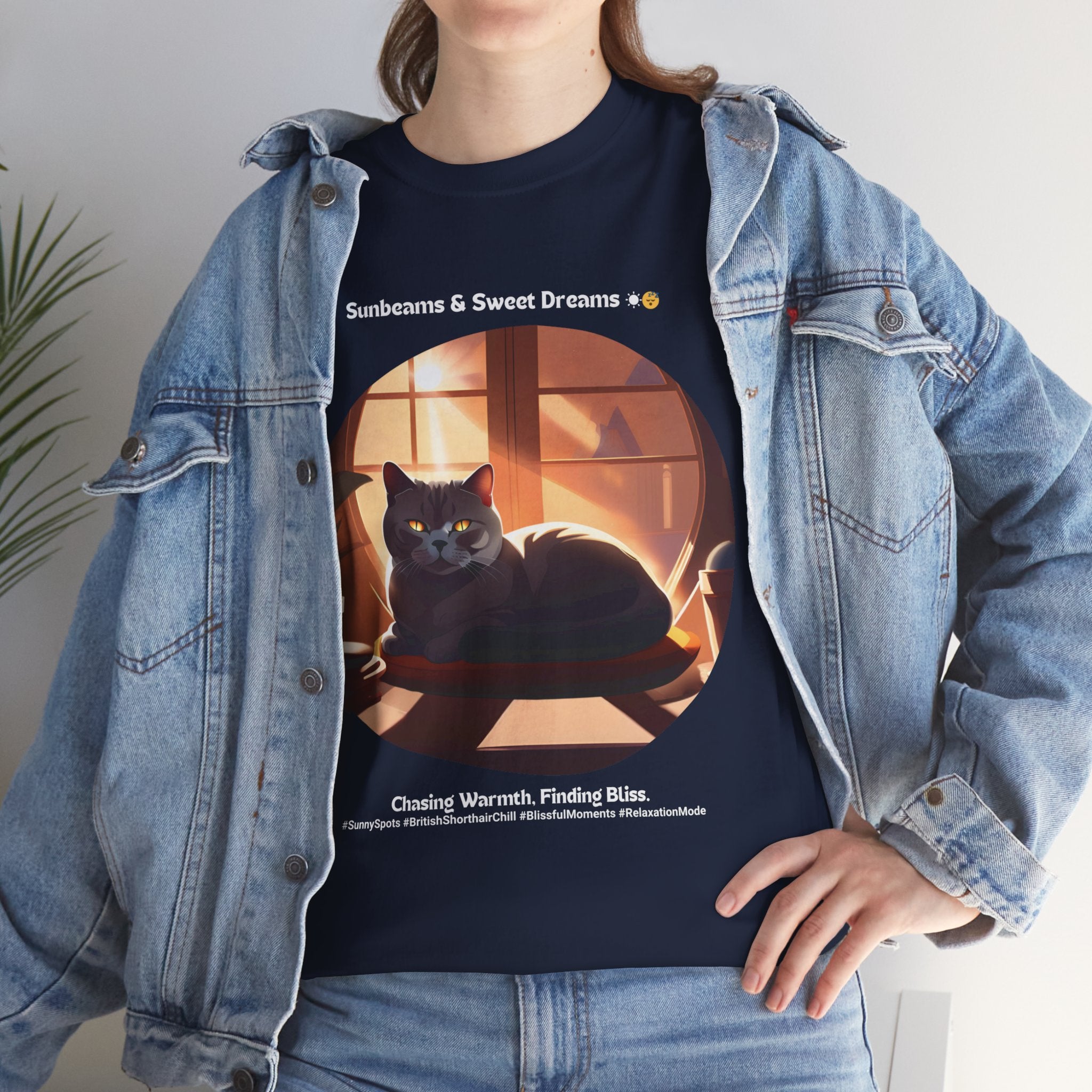 Unisex “Sunbeams & Sweet Dreams” British Shorthair Bliss T‑Shirt – Daylight Kitty Gift