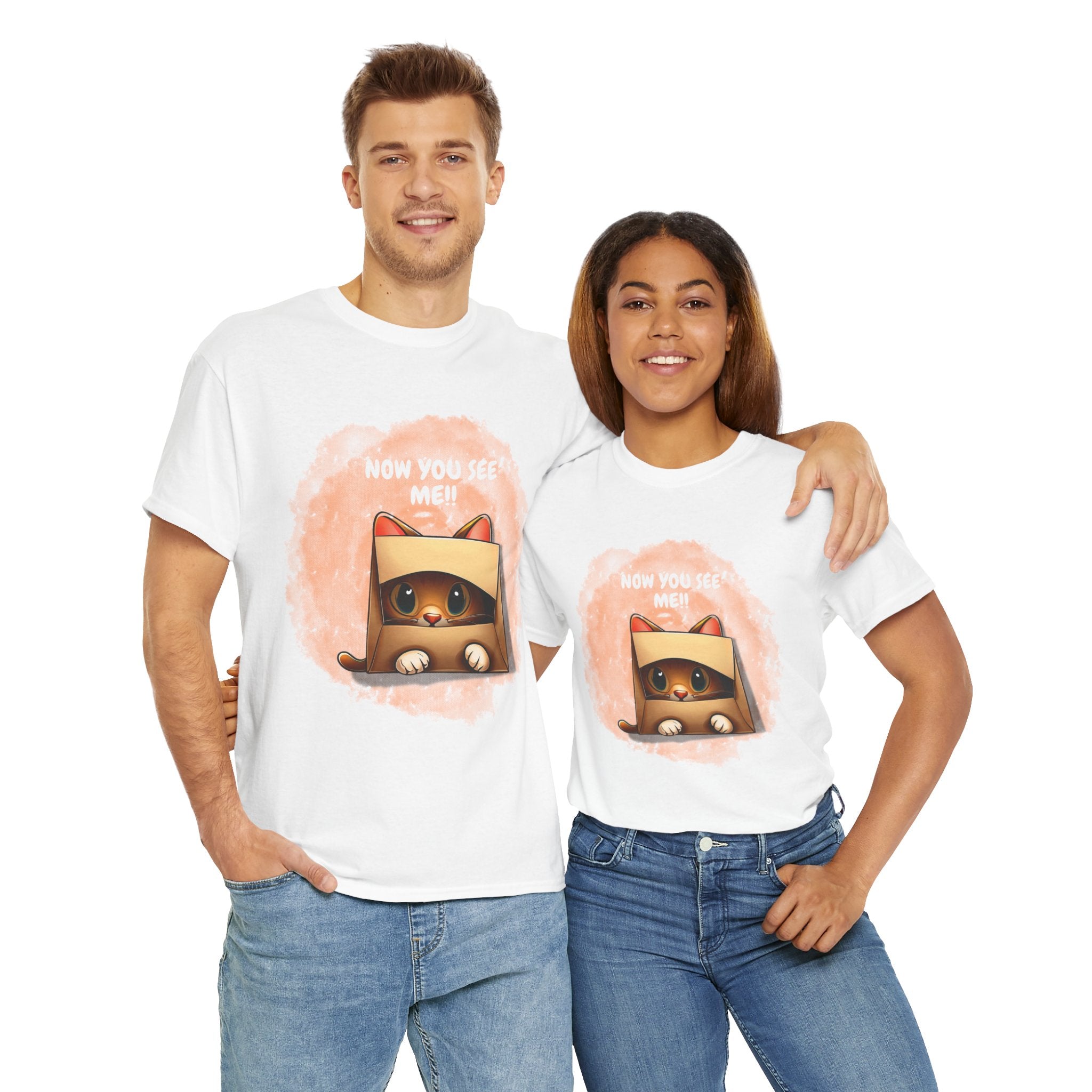 Unisex “Peek-a-Boo Kitty” T-Shirt – Sneaky Whiskers, Cat Lover Gift