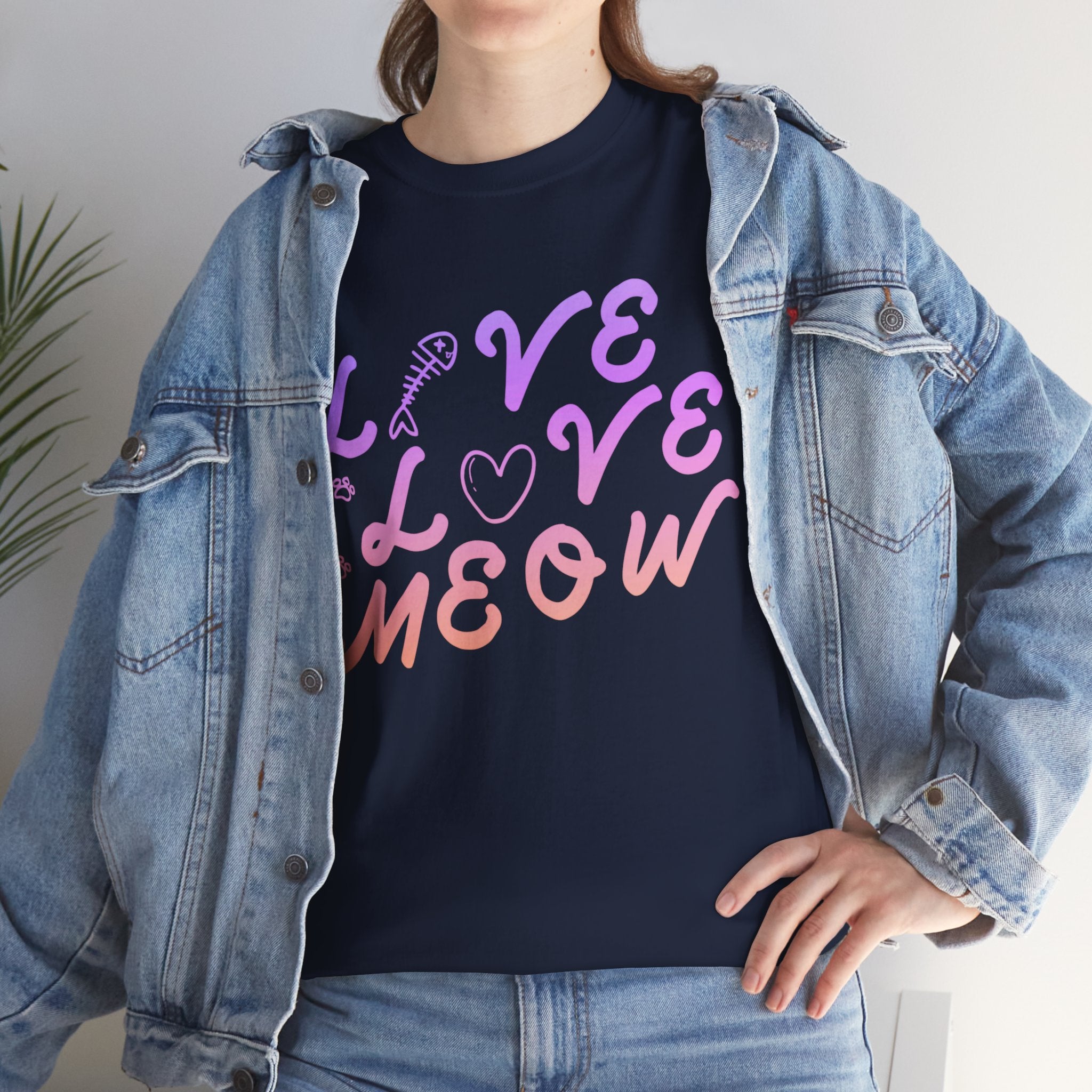 Unisex “Love, Meow, Live” T-Shirt – Cat Life Joy, Feline Lover Gift