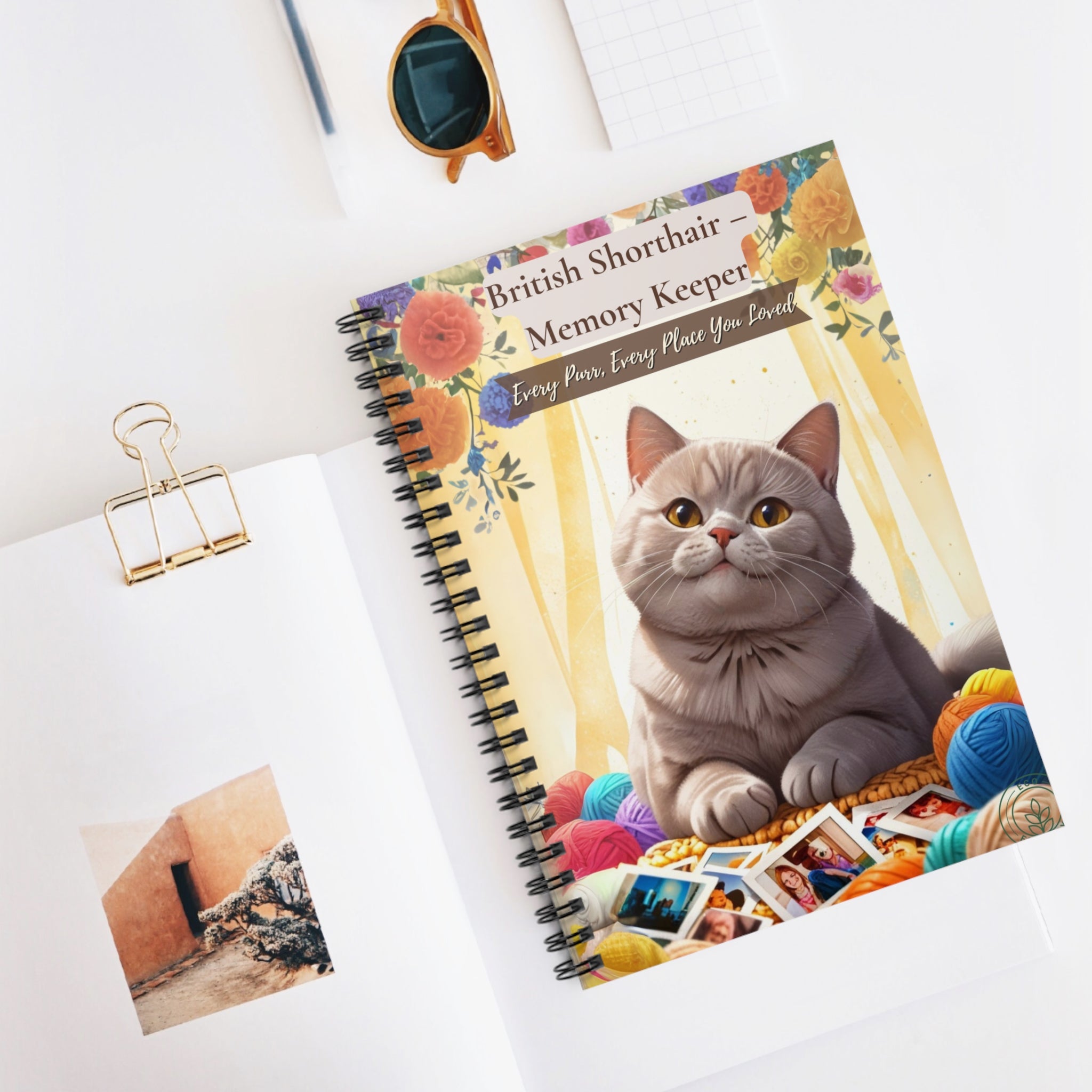 British Shorthair Spiral Notebook – Polaroid-Style Memory Keeper, Scrapbook for Cat Lovers, Gift for Cat Owners, Journaling, Back to School, Cute Stationery