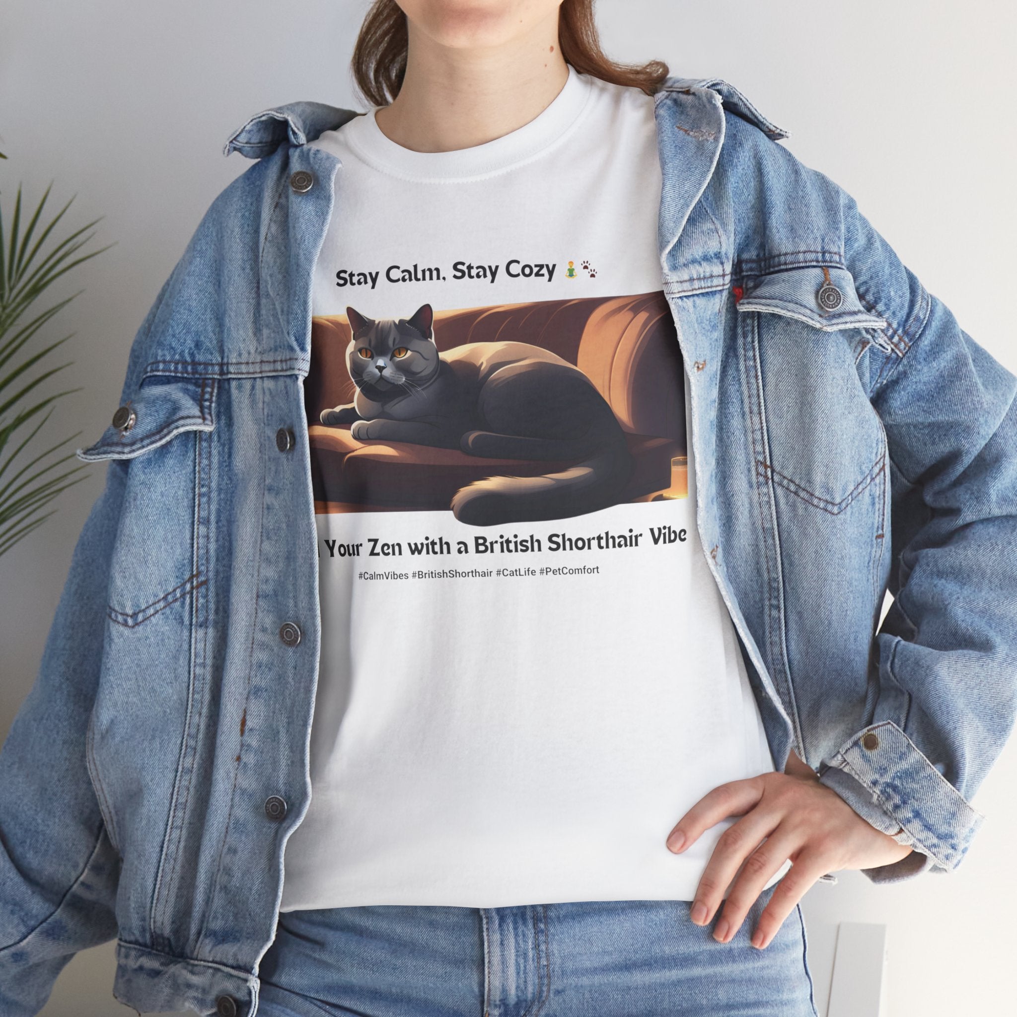Unisex “Zenful Purr” British Shorthair T‑Shirt – Serene Kitty Gift