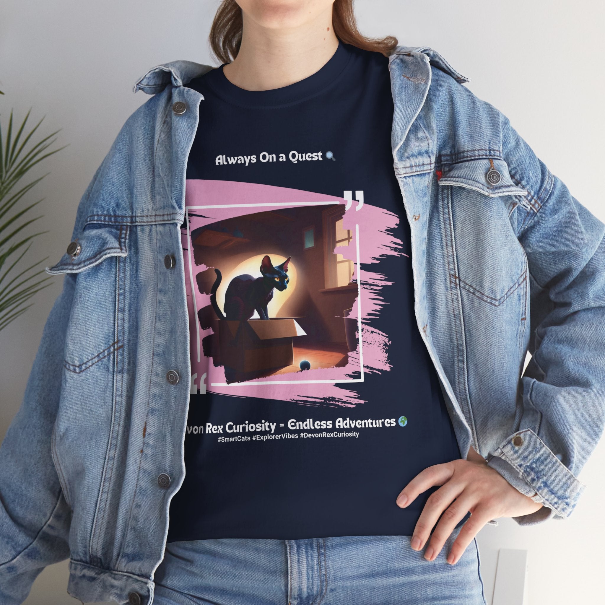 Unisex “Always On a Quest” Devon Rex T‑Shirt – Curious Kitty Gift