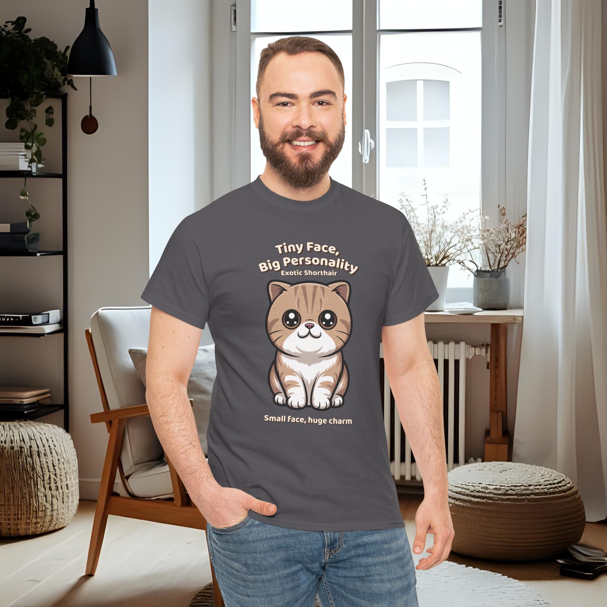 Unisex T-Shirt – Tiny Face, Big Personality: Exotic Shorthair Everyday Moments Edition