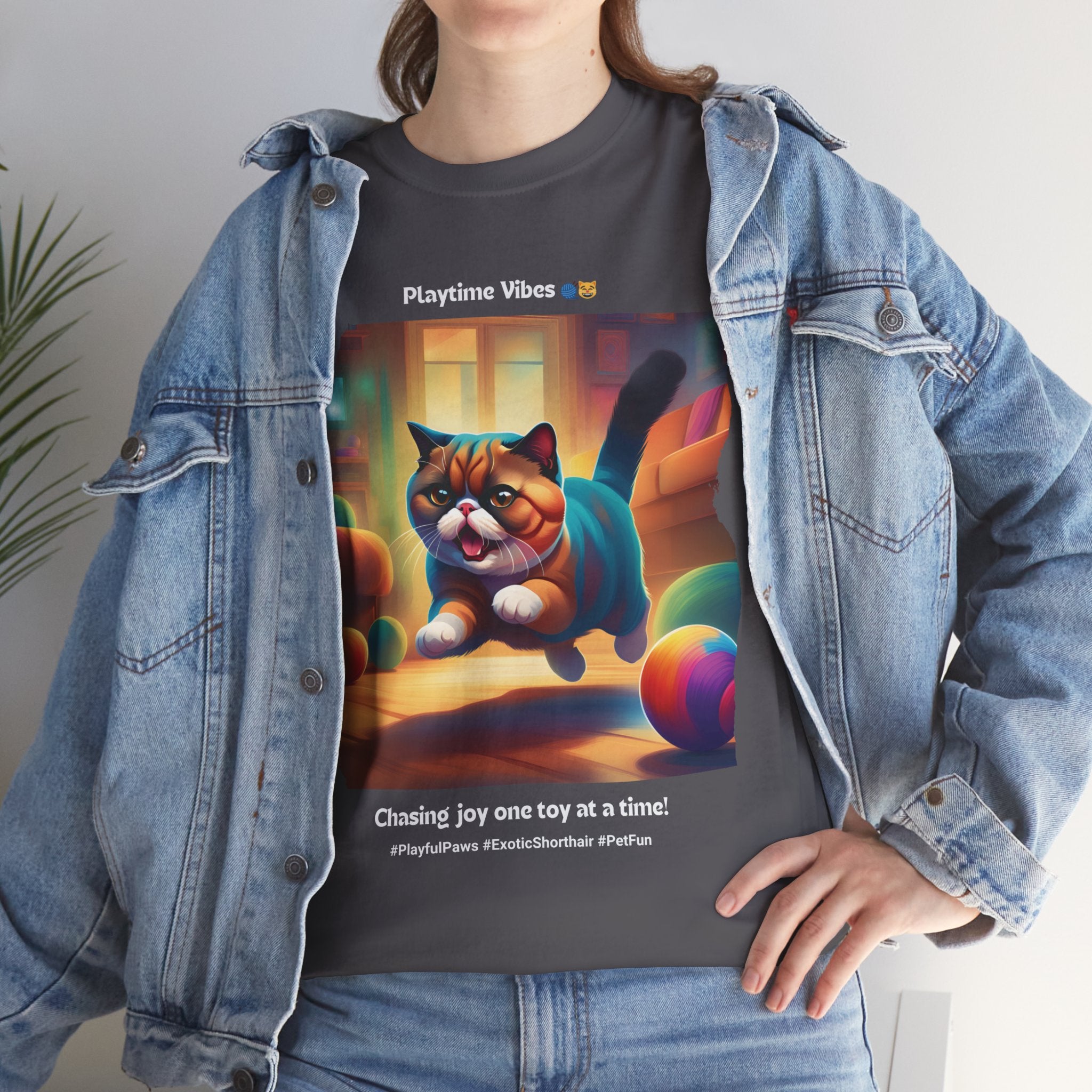 Unisex - Playtime Vibes: Exotic Shorthair Fun T-Shirt