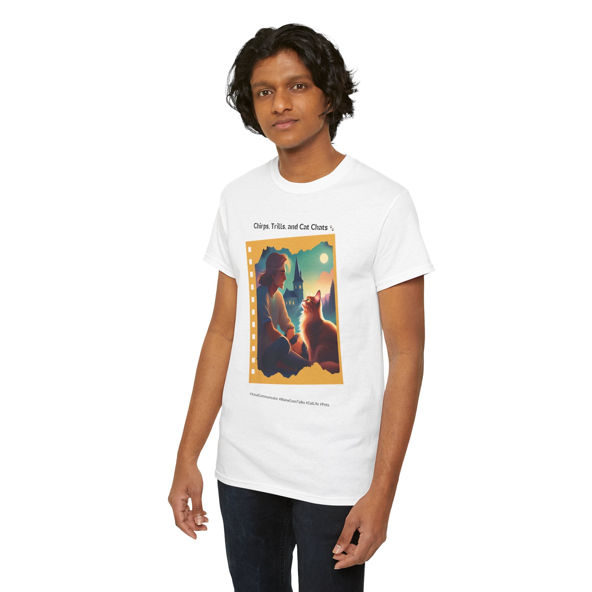 Men’s “Chirps, Trills & Cat Chats” Maine Coon T‑Shirt – Vocal Cat Dad Gift